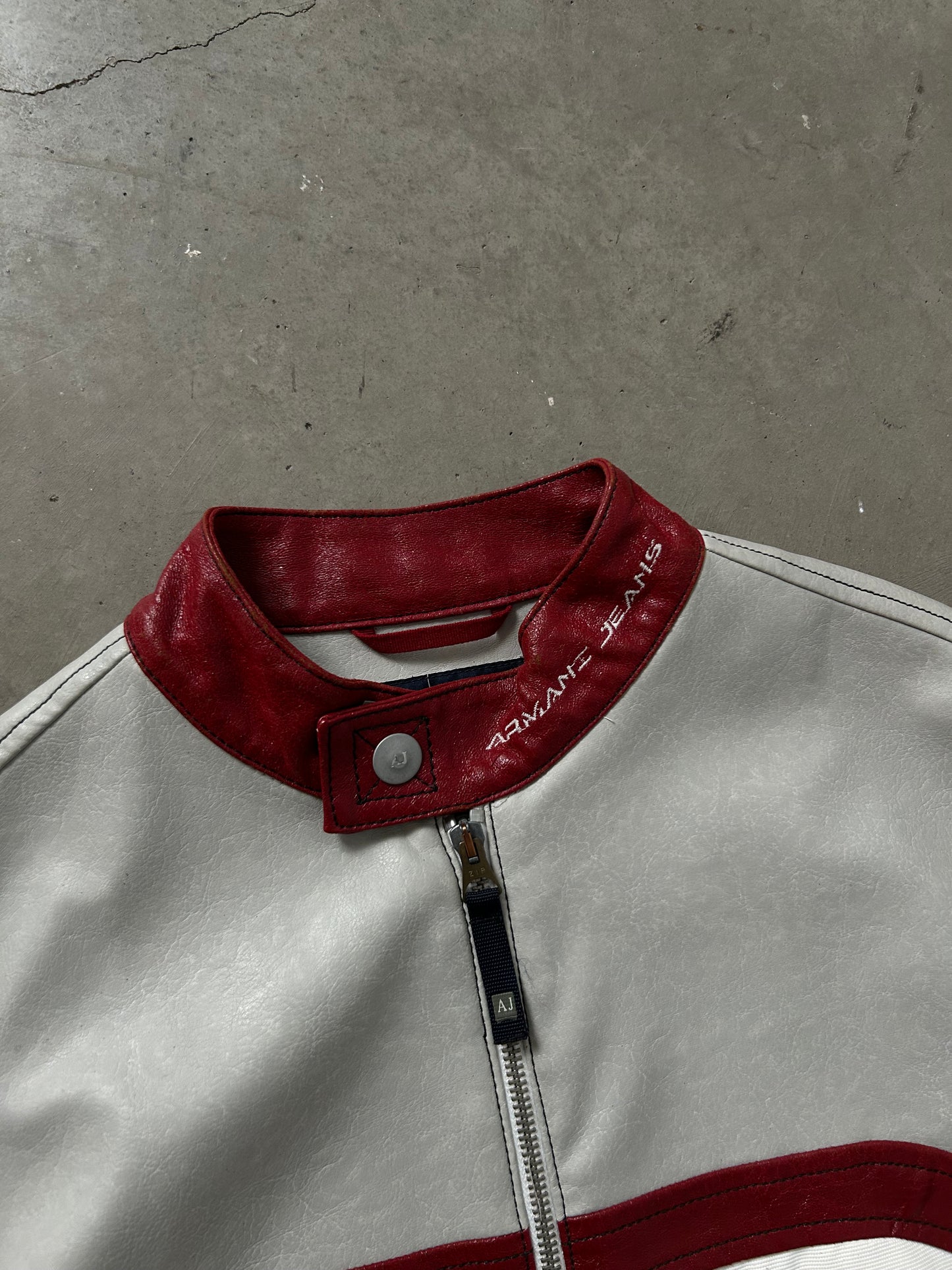 Armani Jeans Leather Racing Bike Jacket (M)