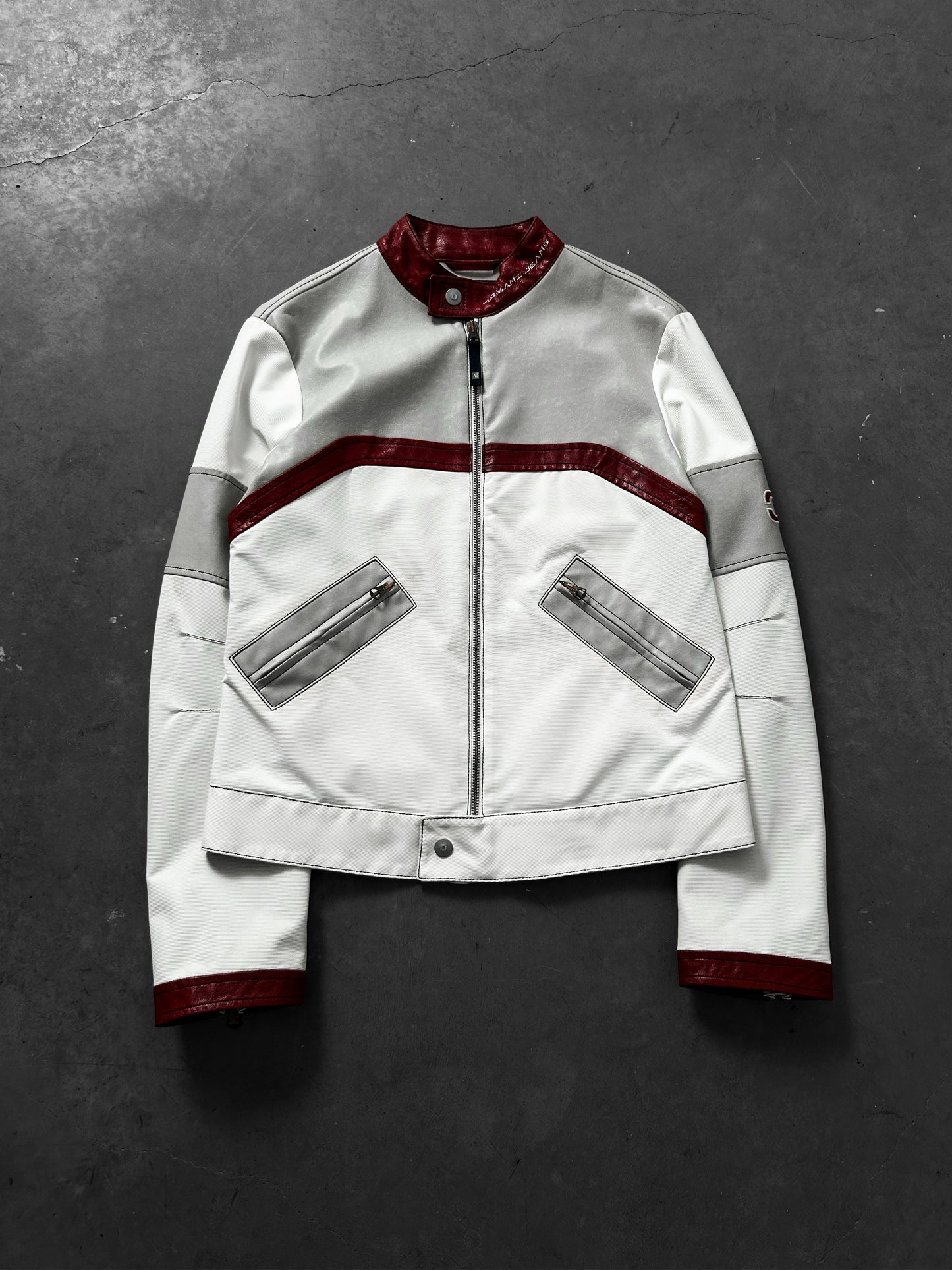 Armani Jeans Leather Racing Bike Jacket (M)