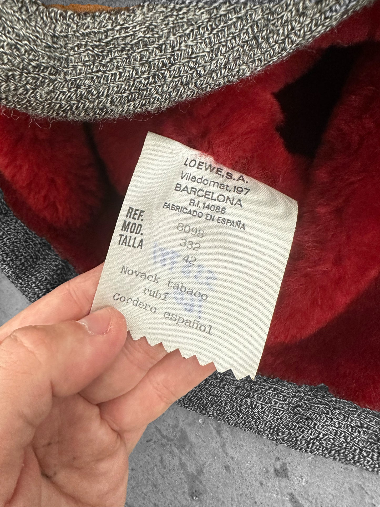 Loewe Red and Brown Lamb Leather and Fur 90's Cropped Coat (XS)