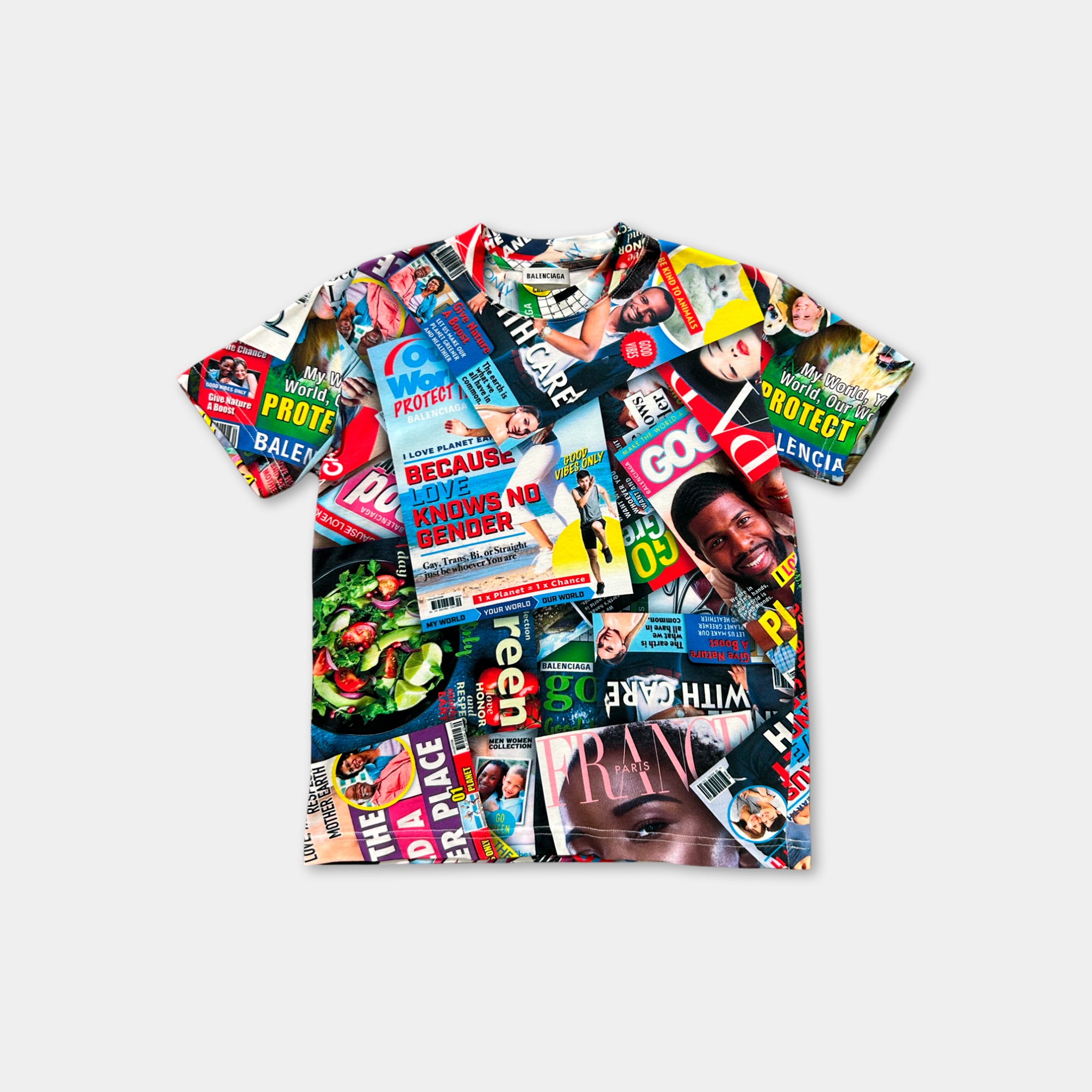 The image is a collage of various magazine covers and headlines, creating a visually striking and diverse pattern.