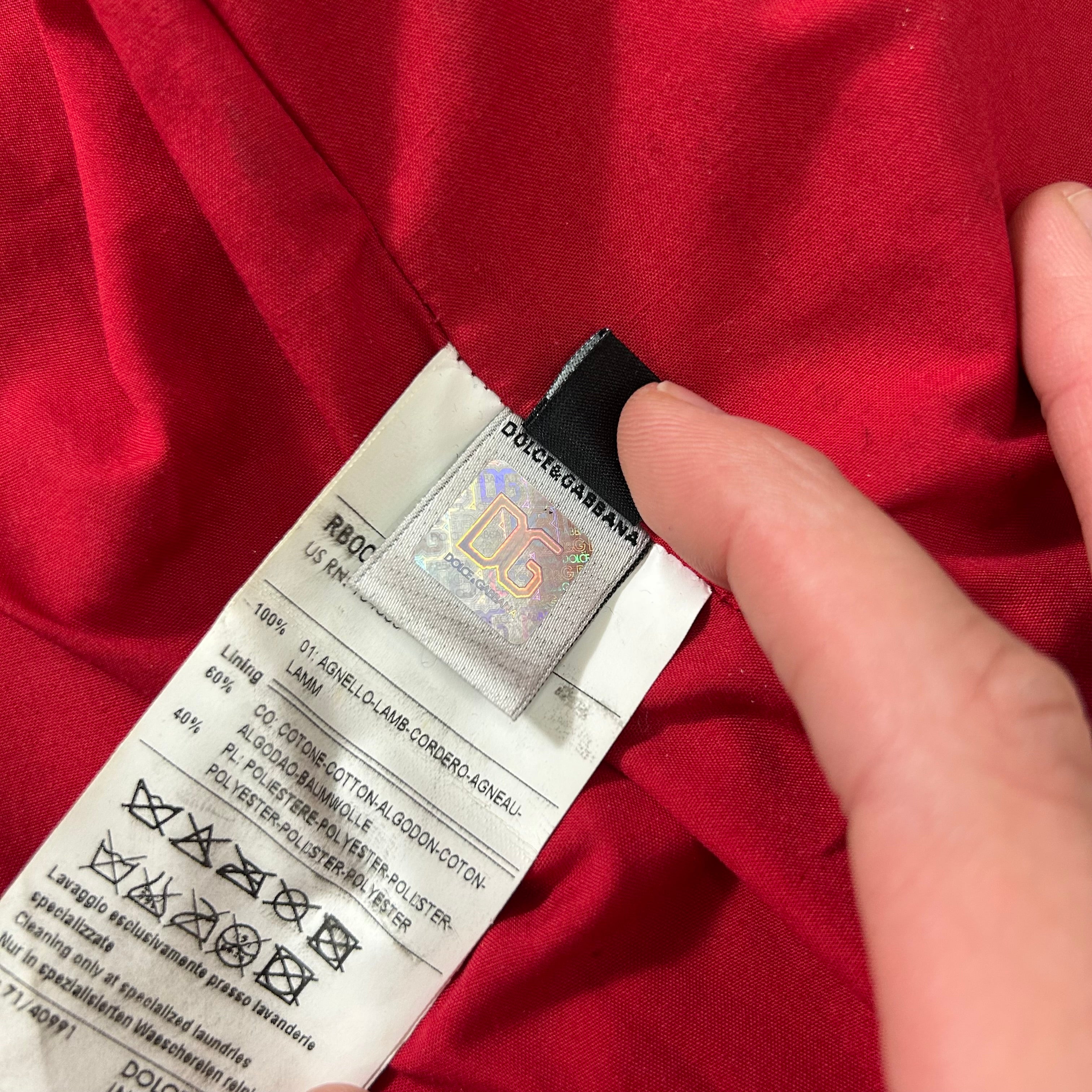 Dolce & Gabbana Biker Multizipper Red Leather Jacket