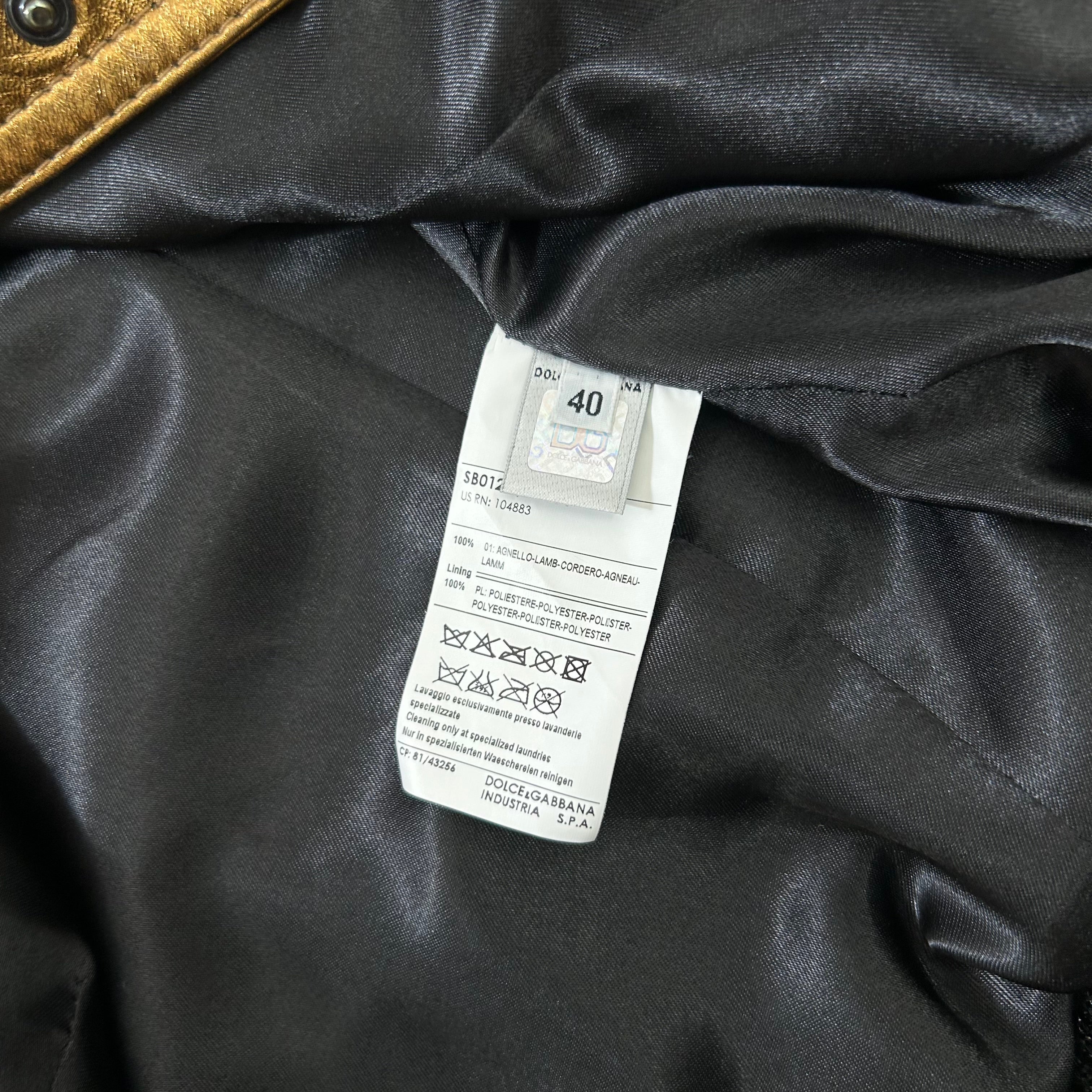 Dolce & Gabbana 2010s Gold Metallic Leather Jacket