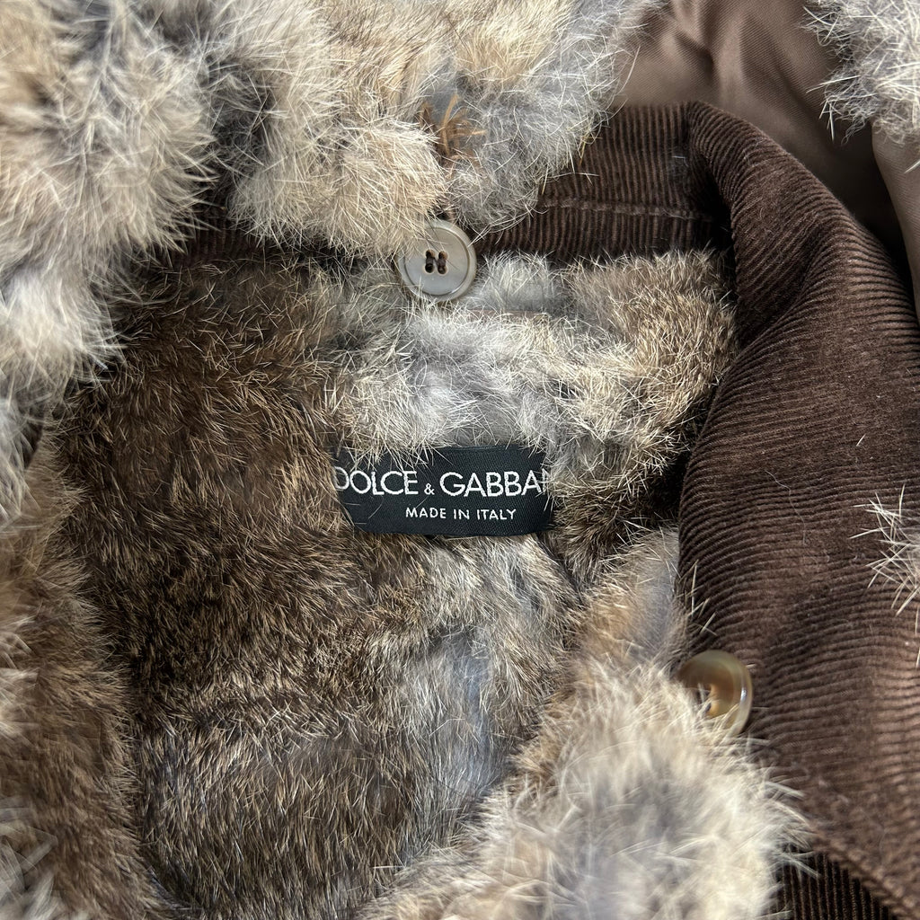 Dolce & Gabbana Corduroy Fur Brown Fur Jackets