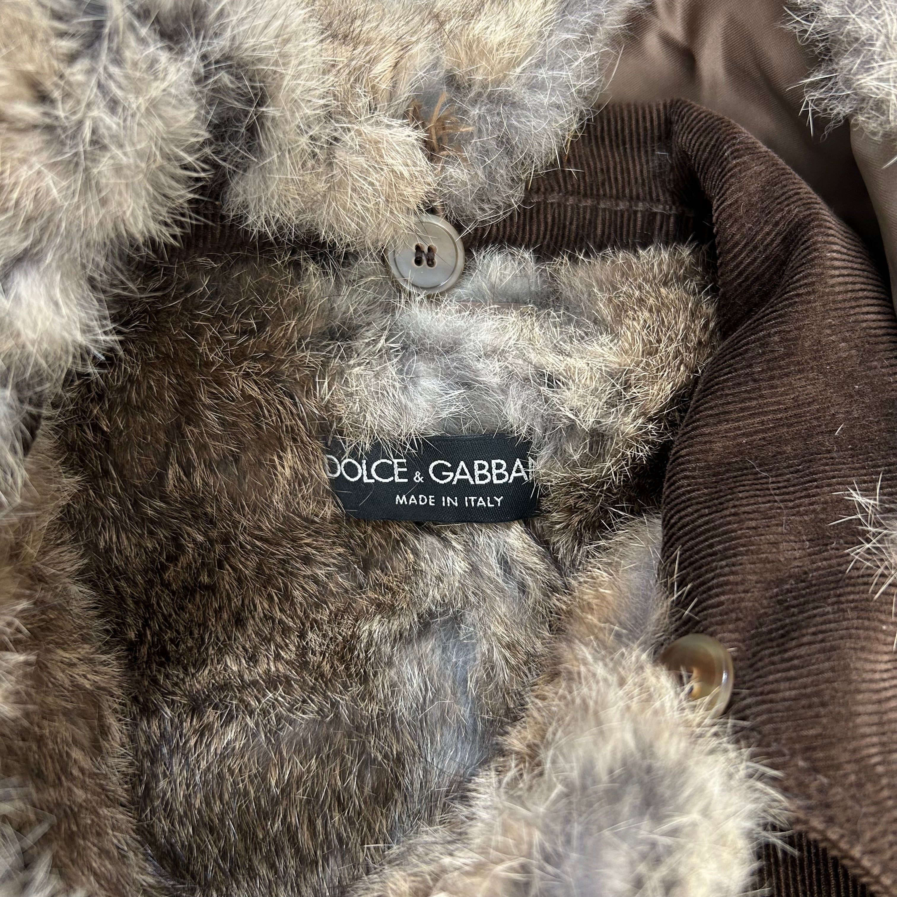 Dolce & Gabbana Corduroy Fur Brown Fur Jackets