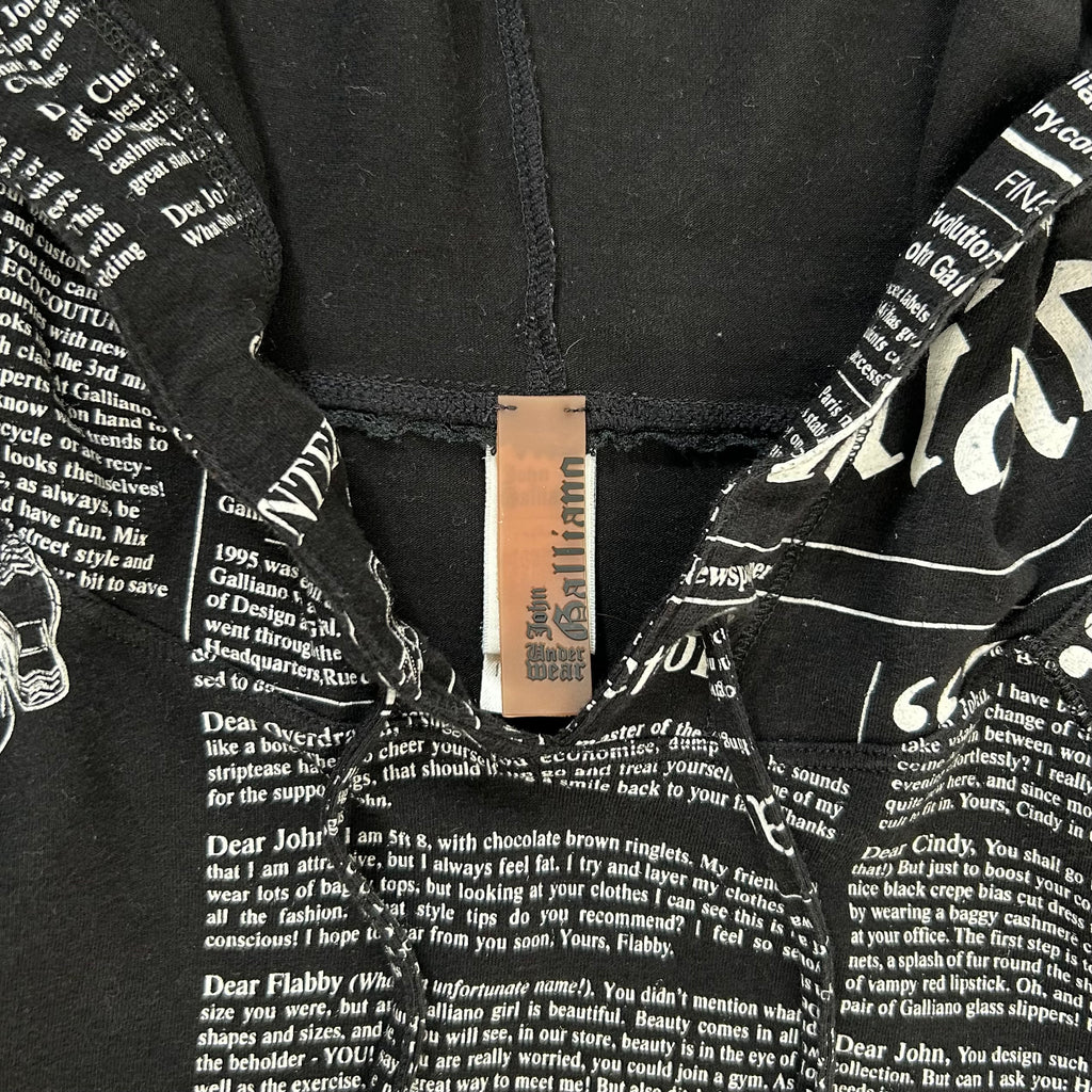 Galliano 2000's Newspaper Black Hoodie