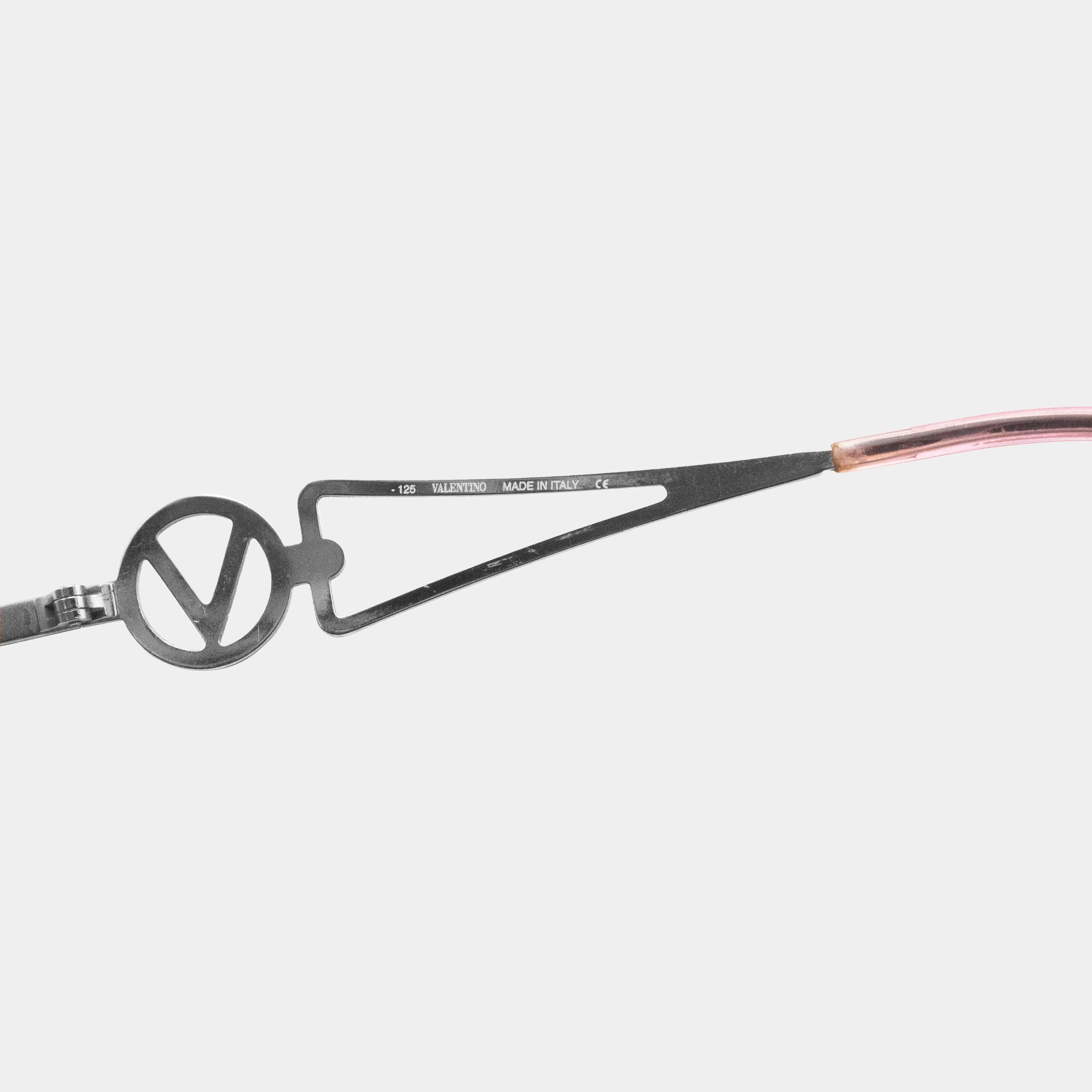 A pair of sunglasses with a unique, angular frame design.