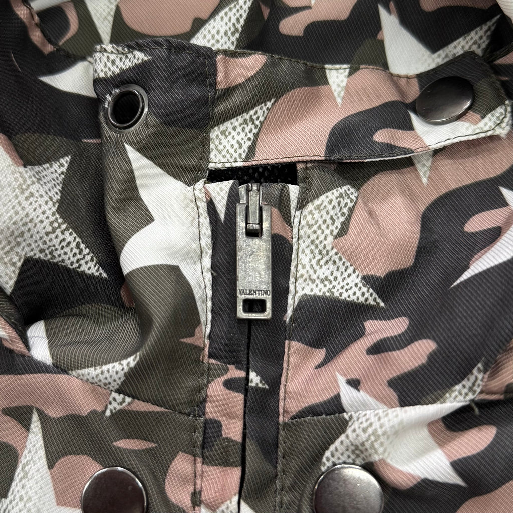 Valentino Camouflage Star Print Hooded Windbreaker Jacket