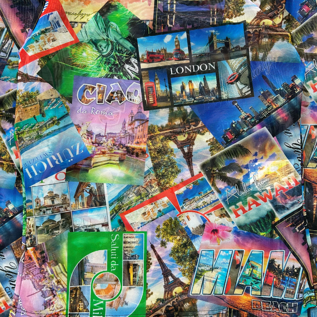 Balenciaga Postcard Print Mesh Long Sleeve