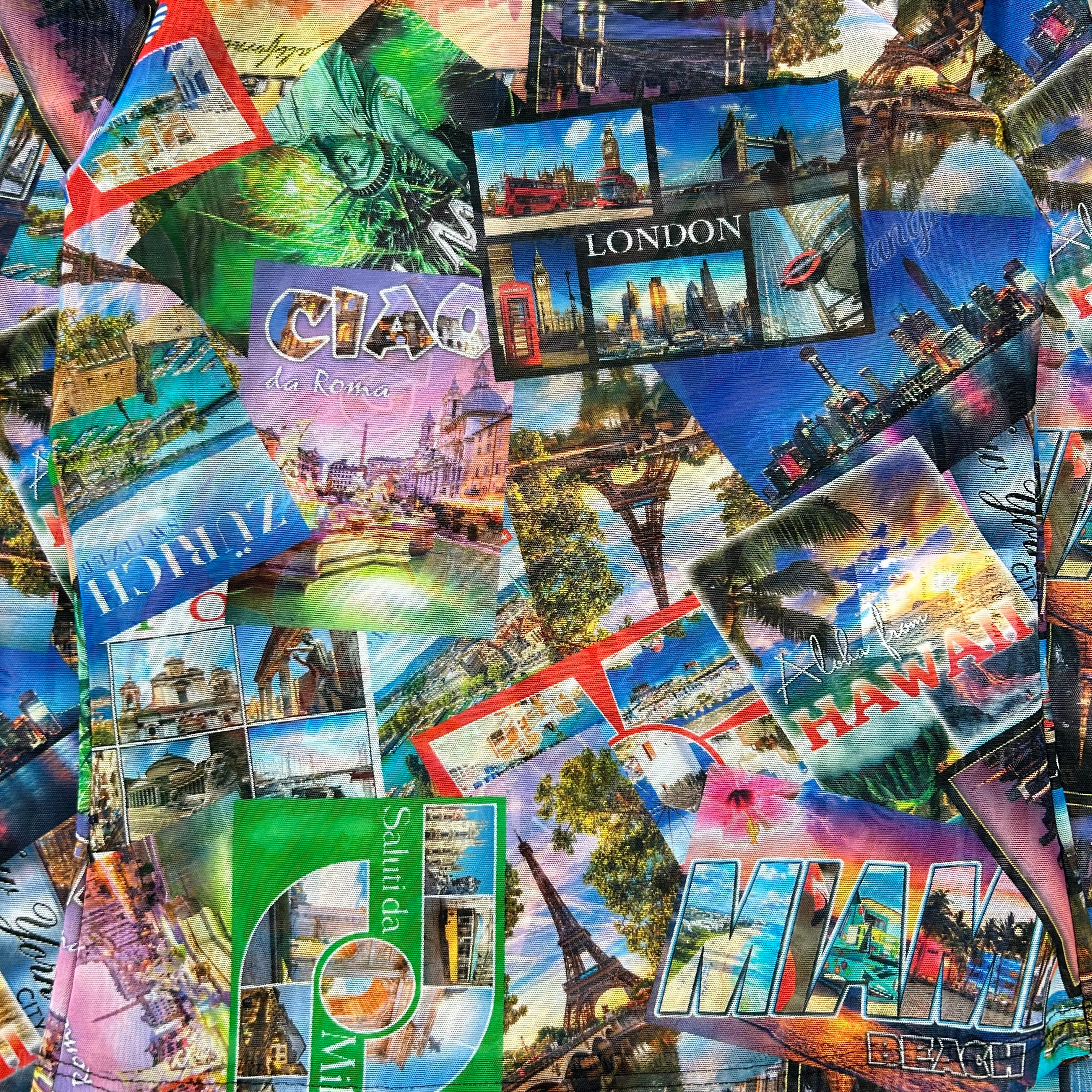 Balenciaga Postcard Print Mesh Long Sleeve