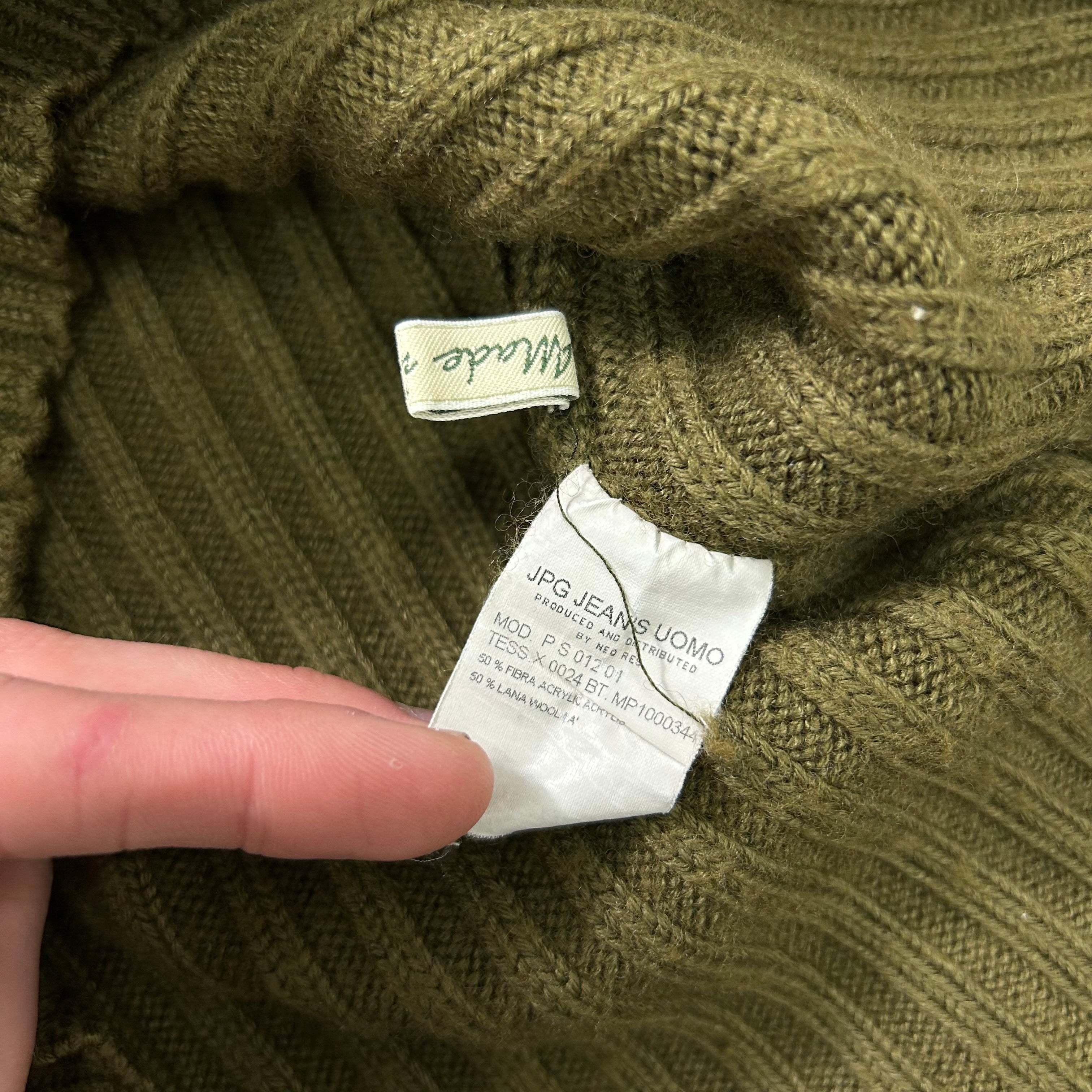 Jean Paul Gaultier 90s Green Khaki Knit Sweater