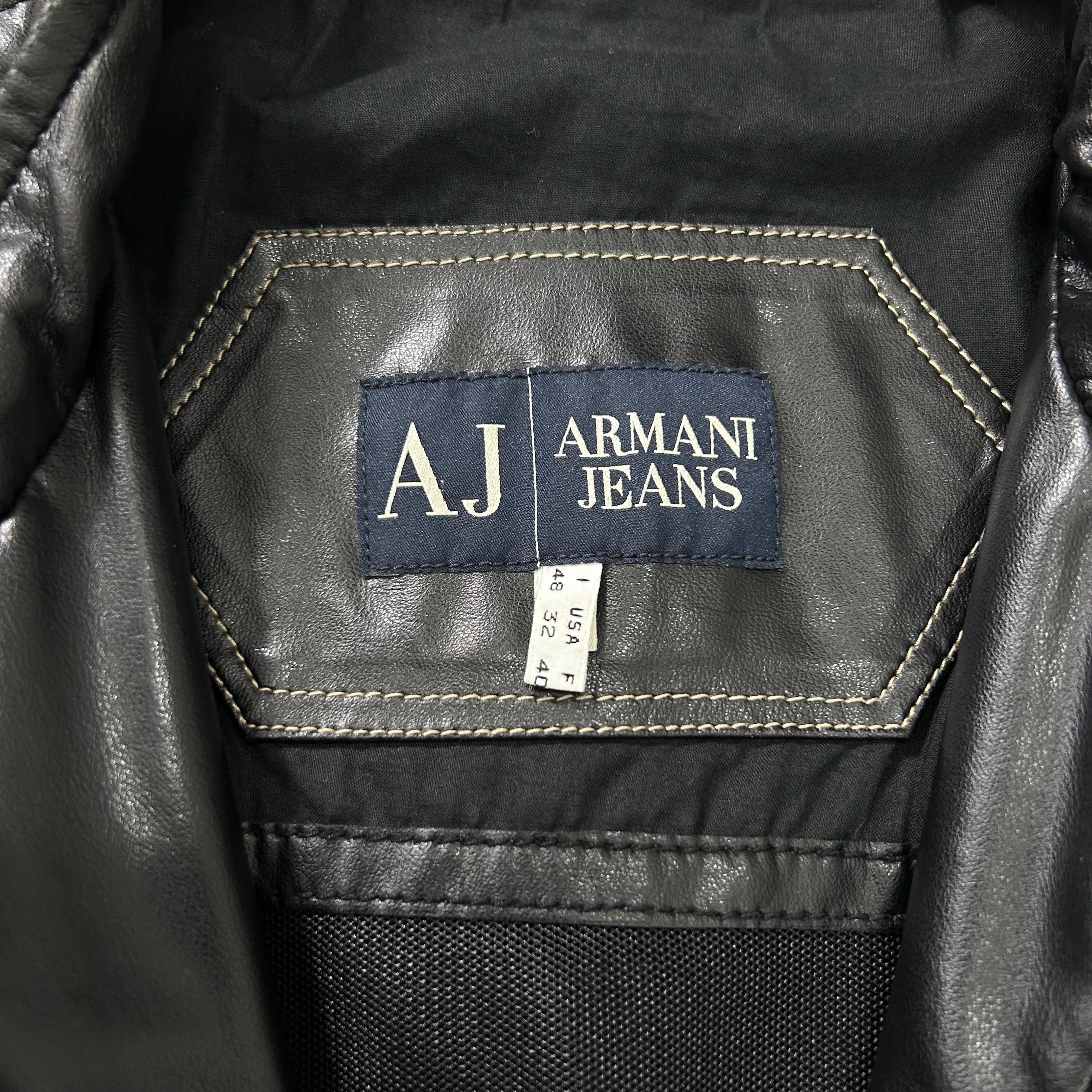 Armani Jeans 2000's Leather Black Racing Jacket
