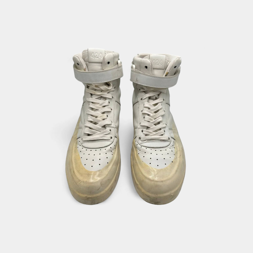 424 White Leather Dipped High-Top Sneakers