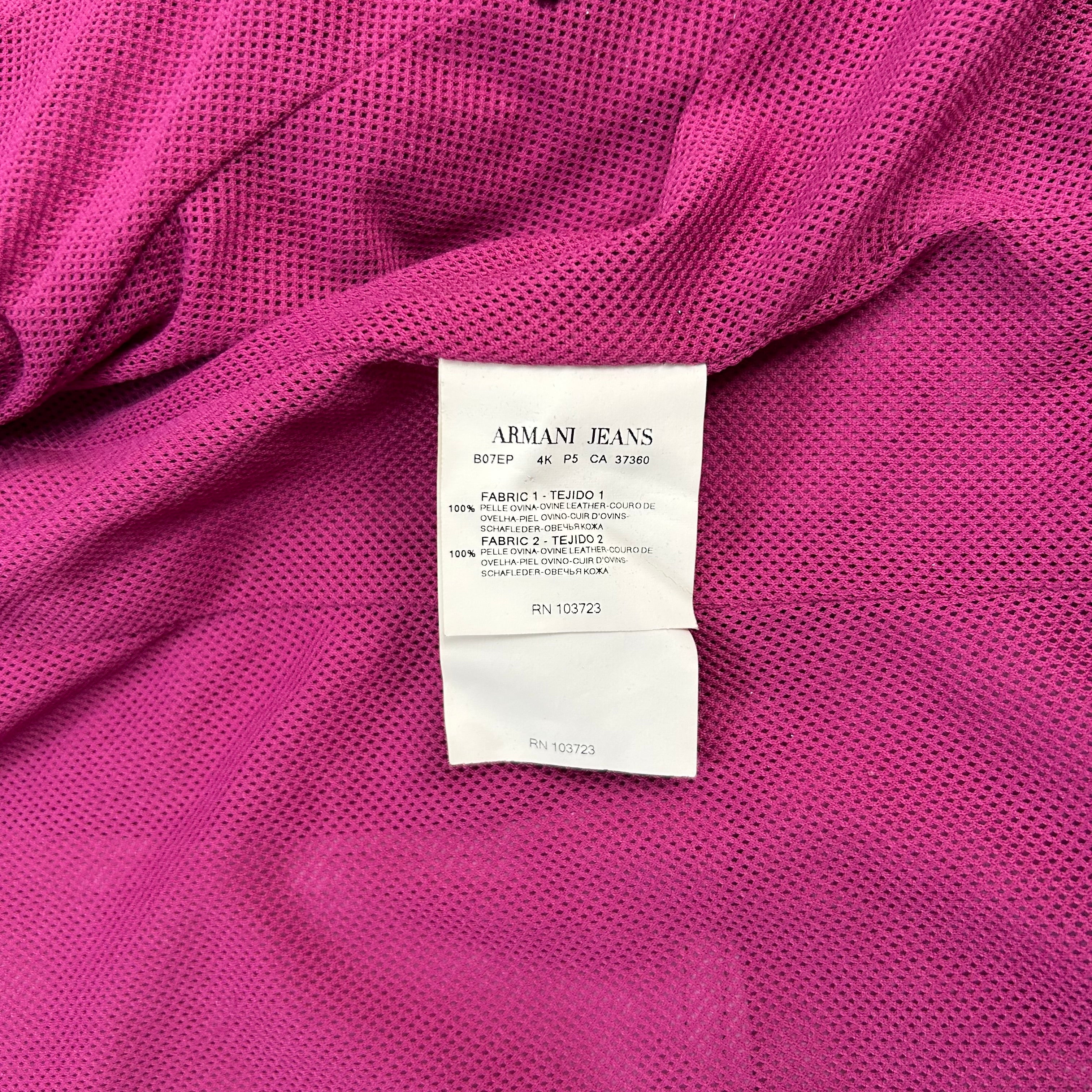 Armani Jeans Pink Leather Biker Jacket