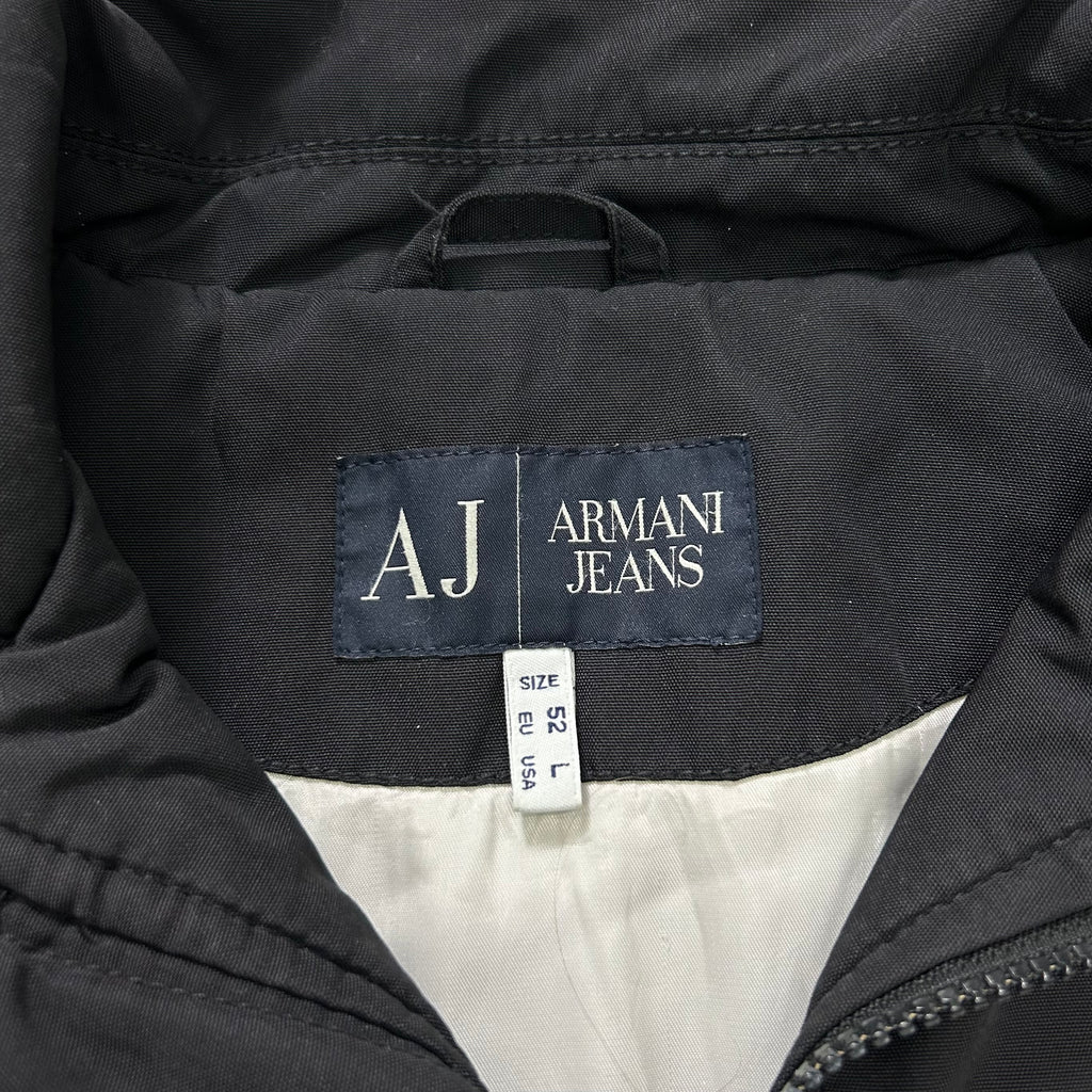 Armani Jeans Vintage Black Aviator Style Leather Detail Light Jackets