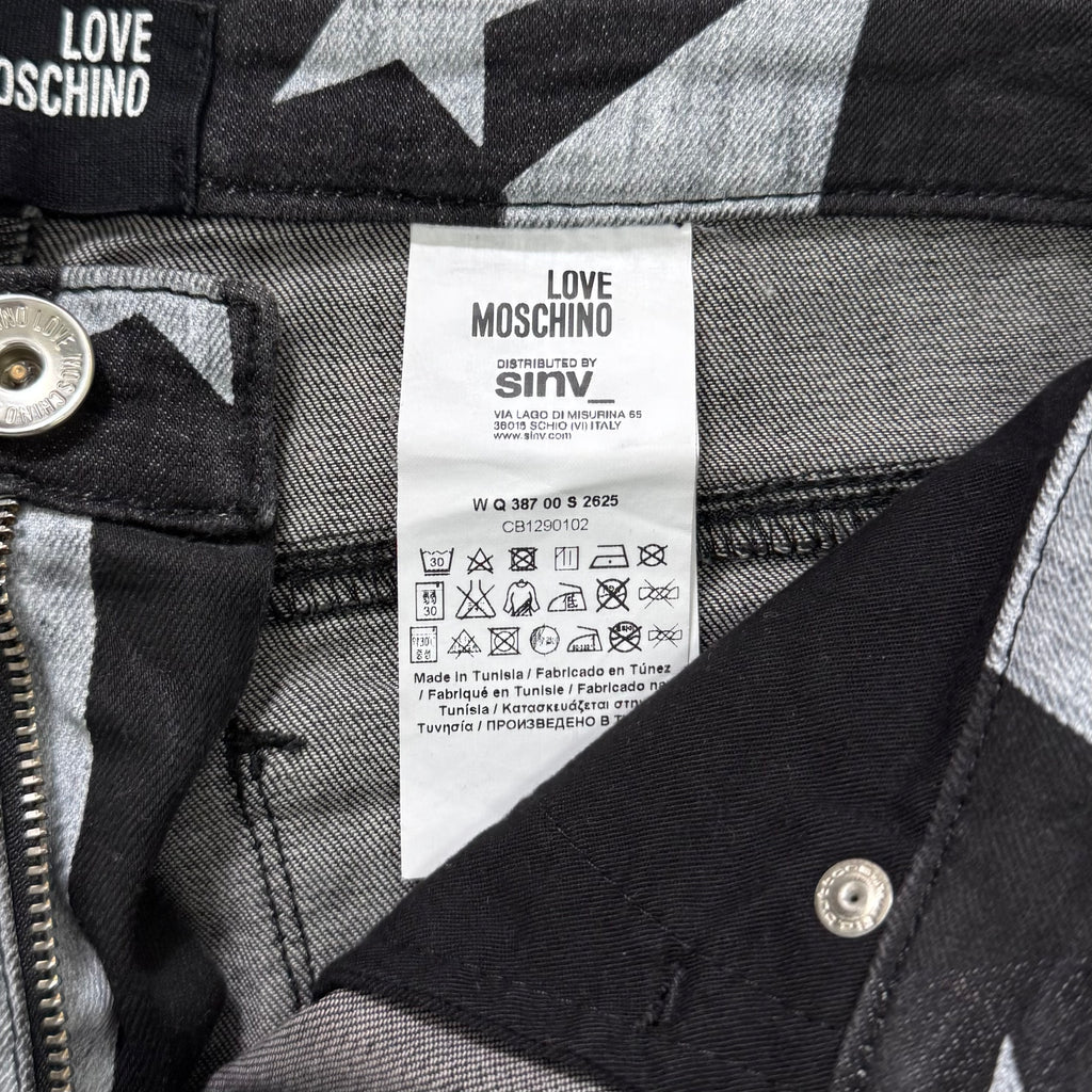 Love Moschino Denim Black and White Star Stripe Pants