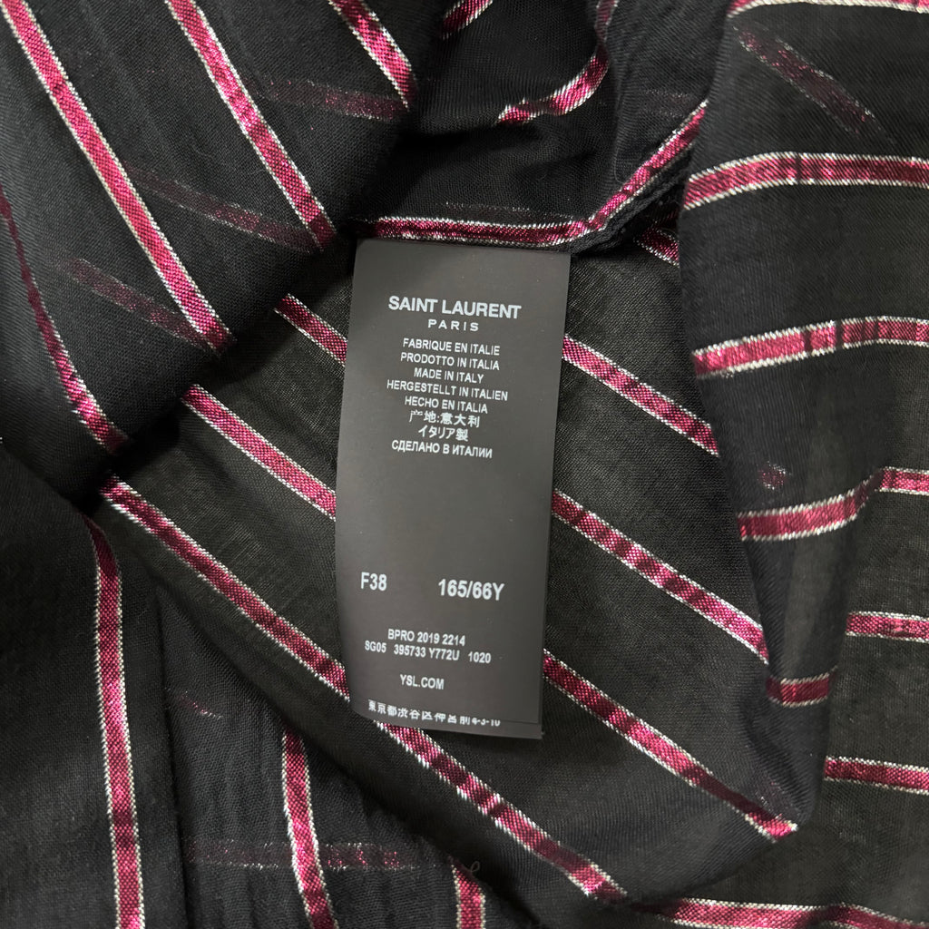 Saint Laurent 2019 Metallic Pink Lurex Striped Silk Shirt