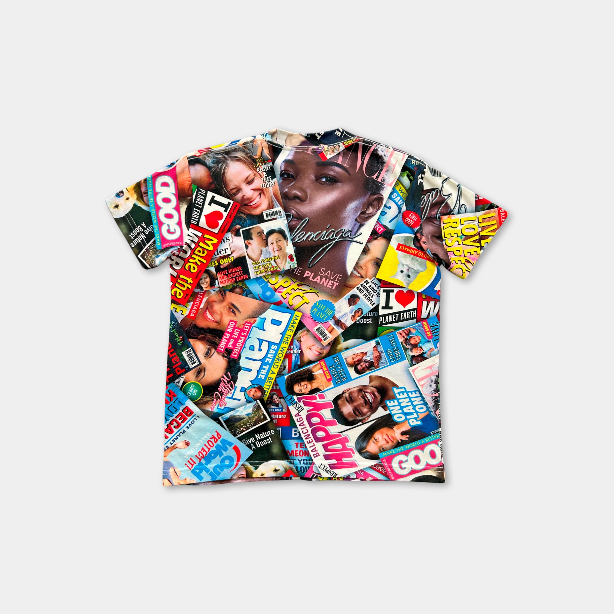The image is a collage of various magazine covers and images, including people, animals, and text, all arranged in a visually interesting and chaotic manner.
