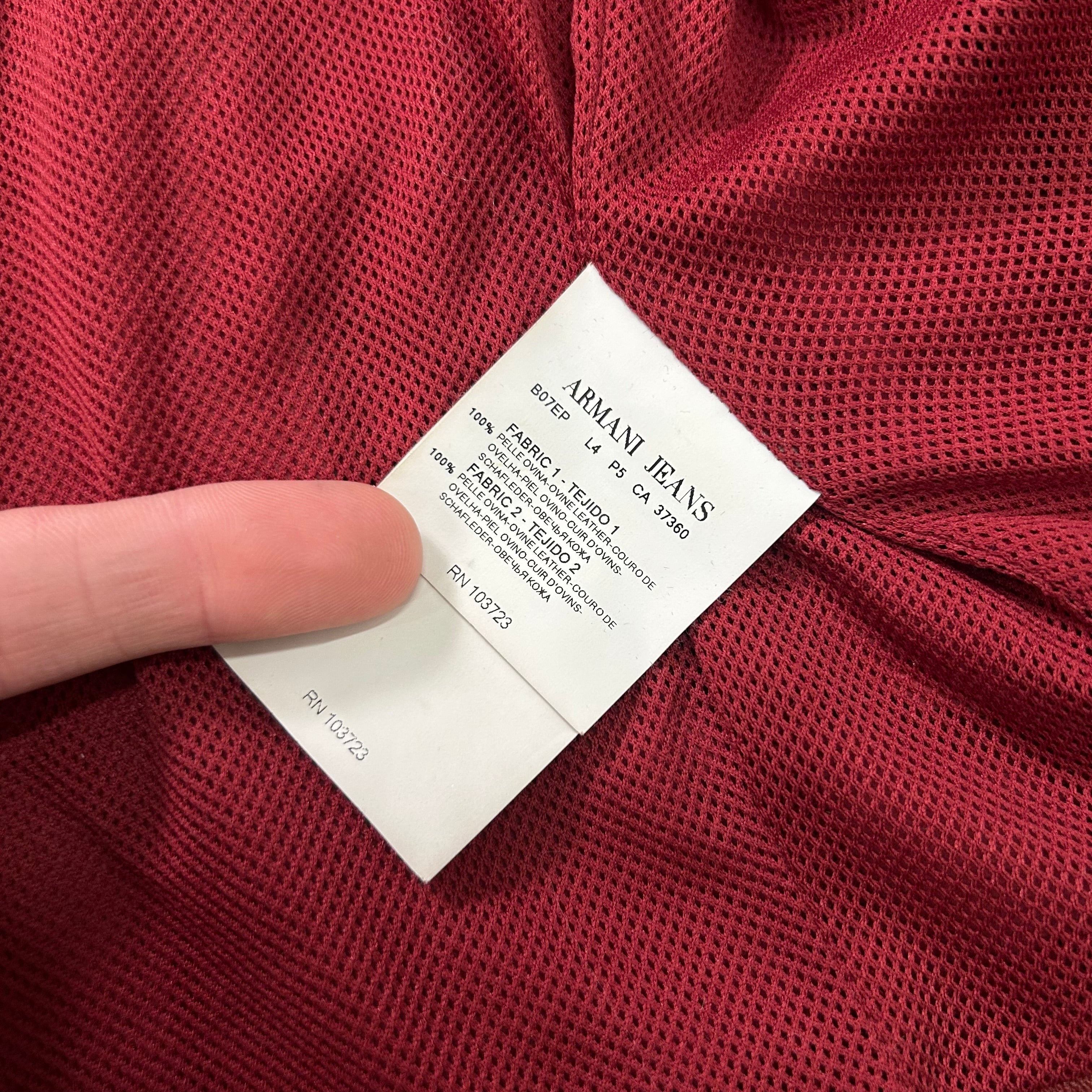 Armani Jeans 2000s Red Racer Leather Jacket