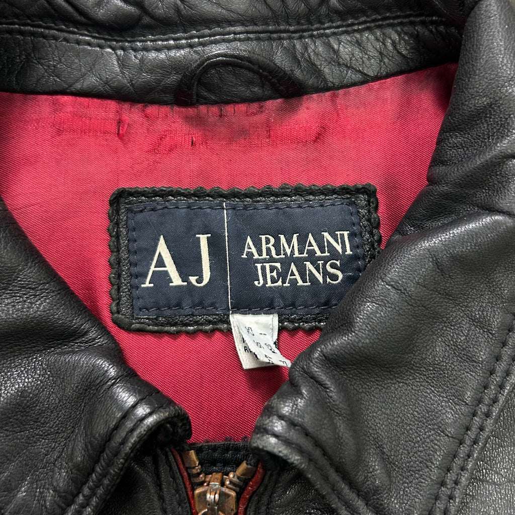 Armani Jeans 90s Black Leather Blazer Jacket