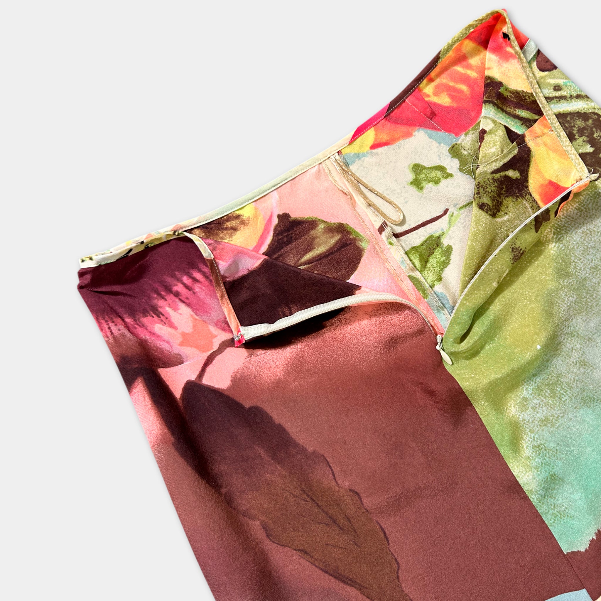 a colorful, patterned fabric with a floral design.