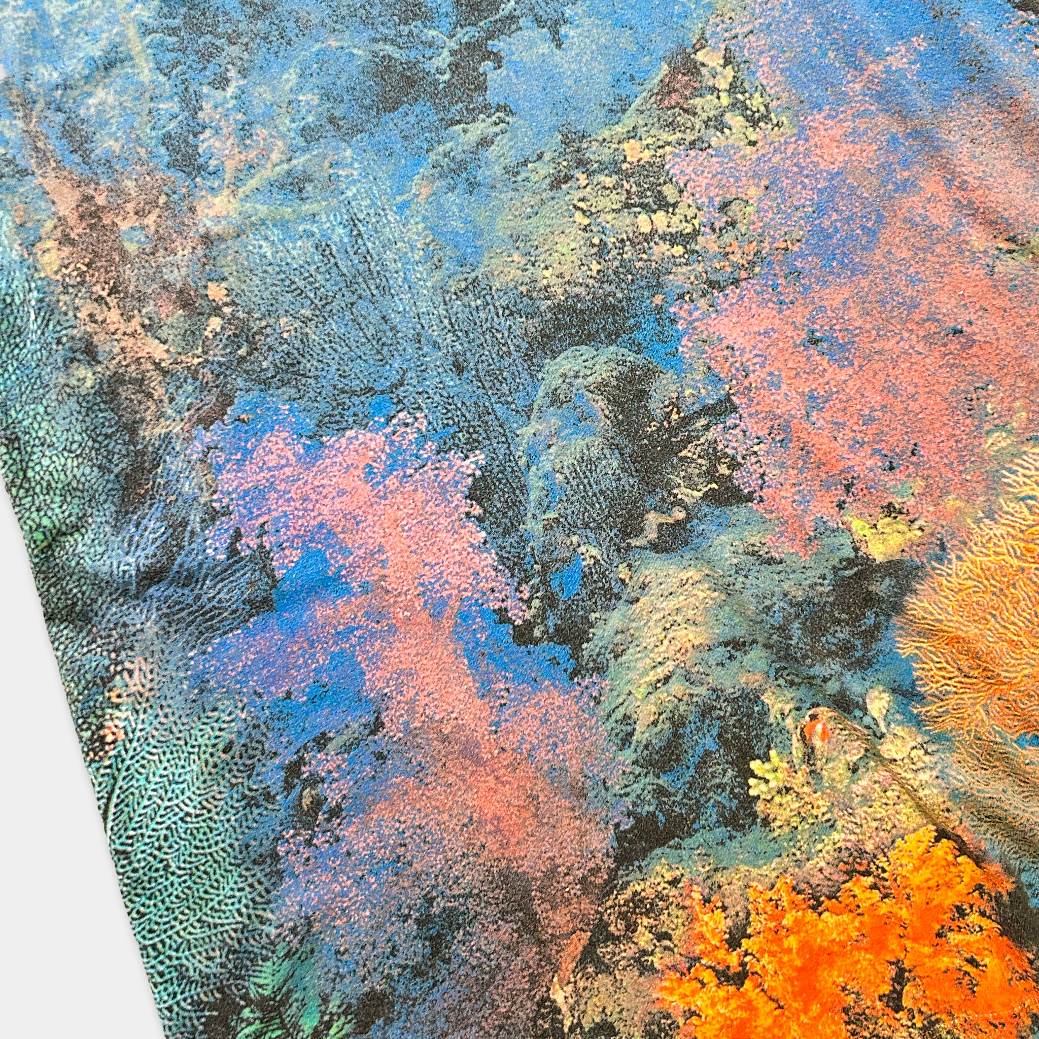 The image is a vibrant and colorful abstract painting, featuring a variety of hues and textures that create a dynamic and visually striking composition.