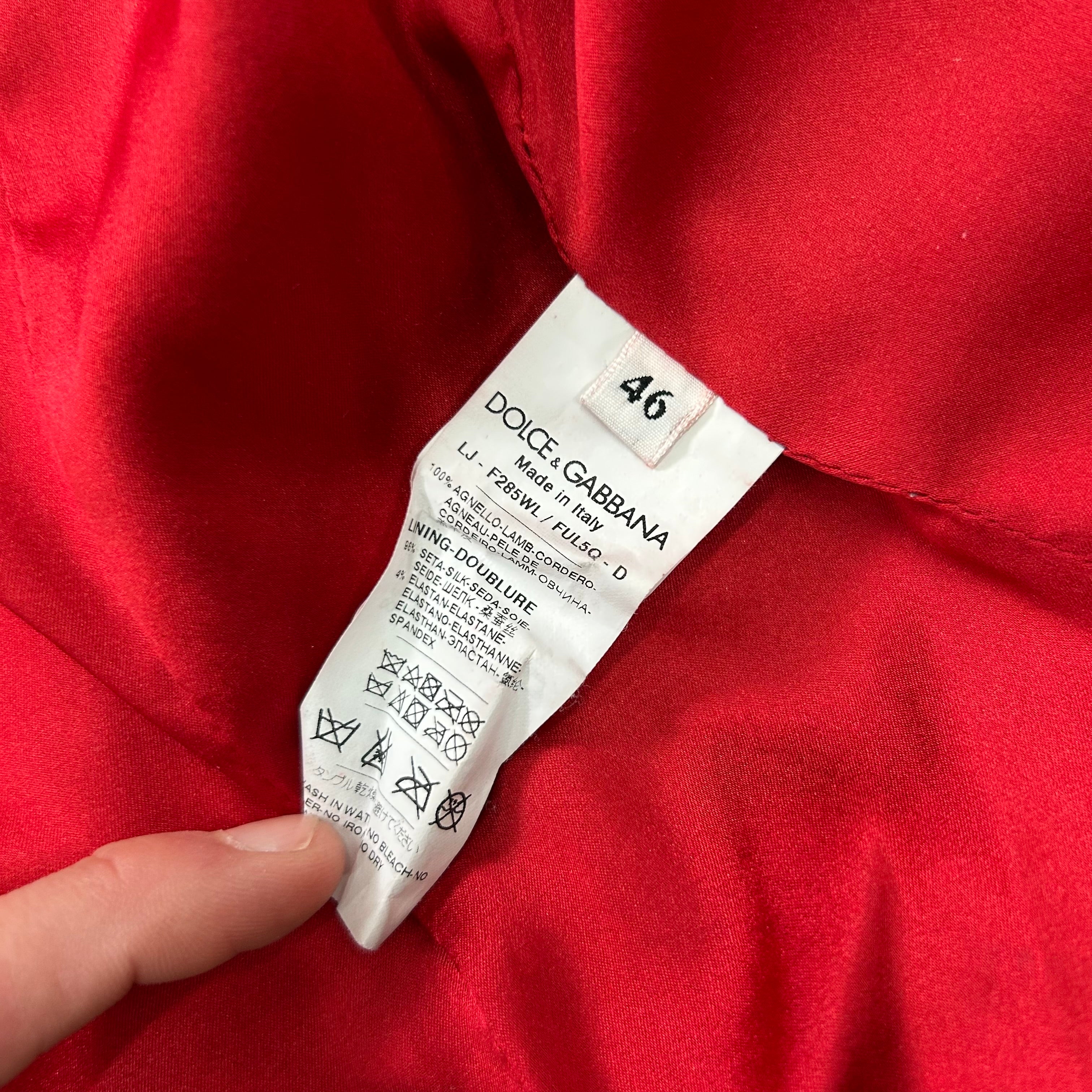 Dolce & Gabbana 2010s Red Lambskin Leather Biker Jacket