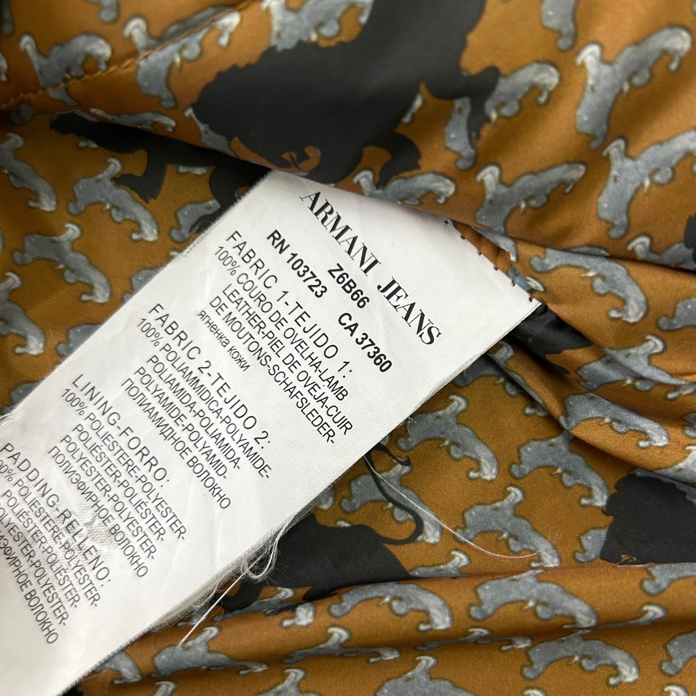 Armani Jeans Brown Leather Nylon Jacket