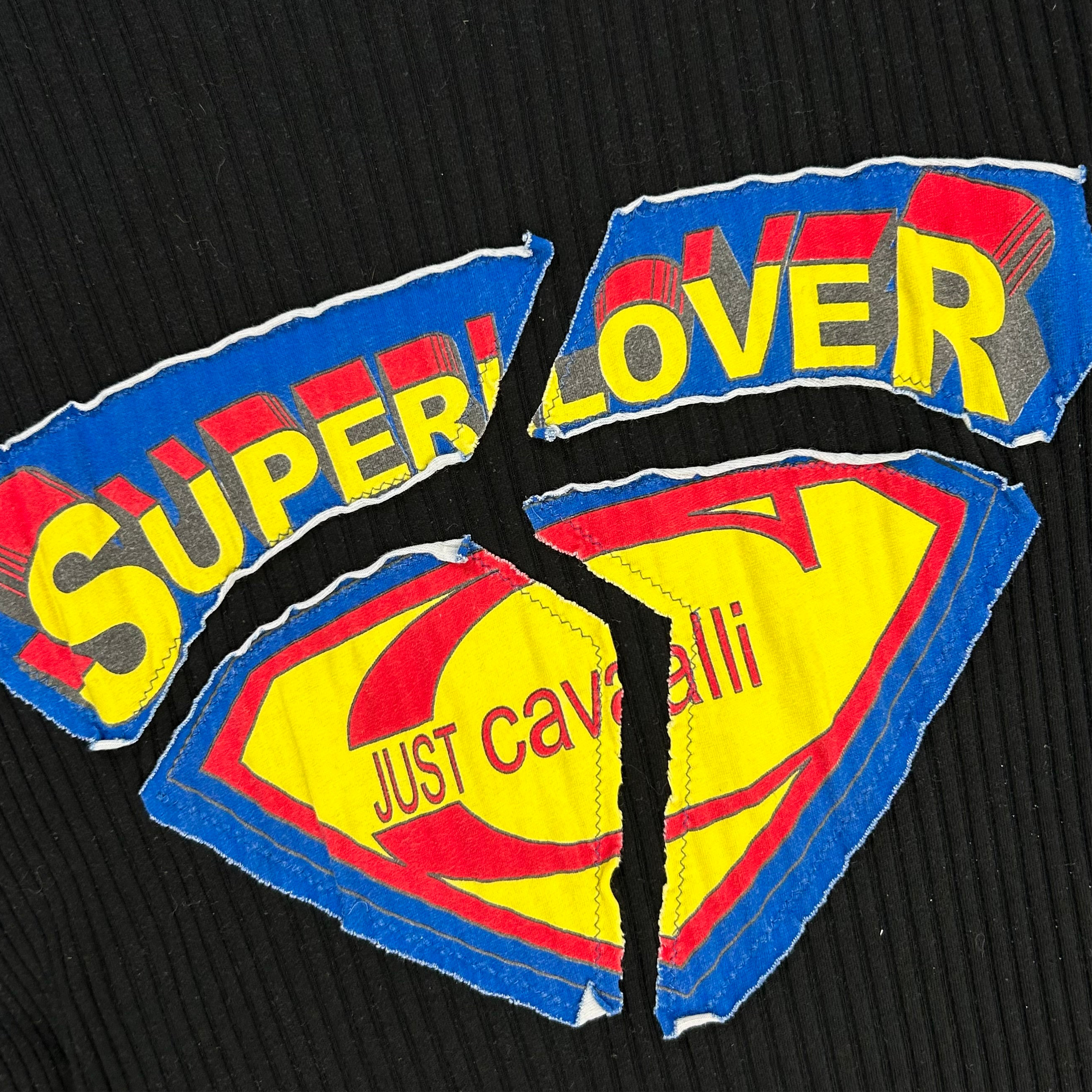 Just Cavalli Superlover Black Ribbed T-Shirt