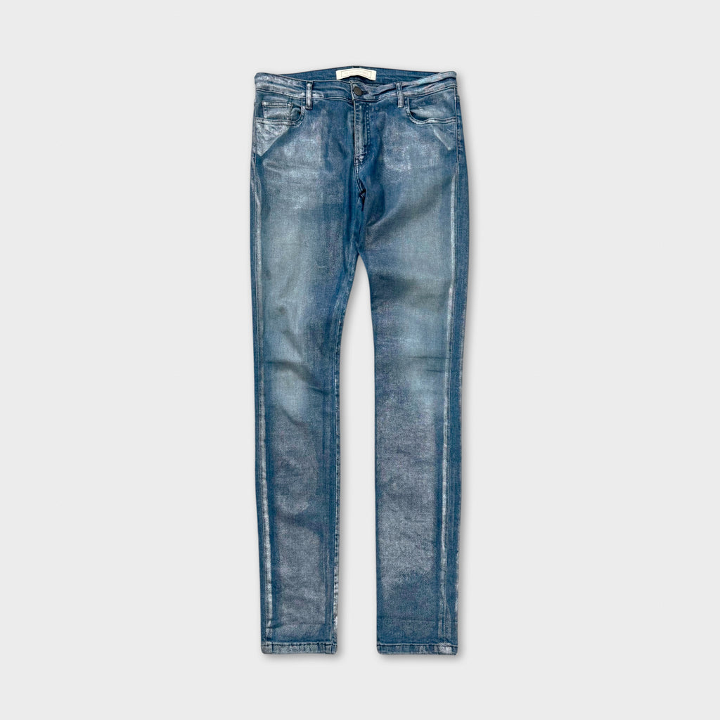75 Faubourg Metallic Silver Foil Coated Skinny Jeans