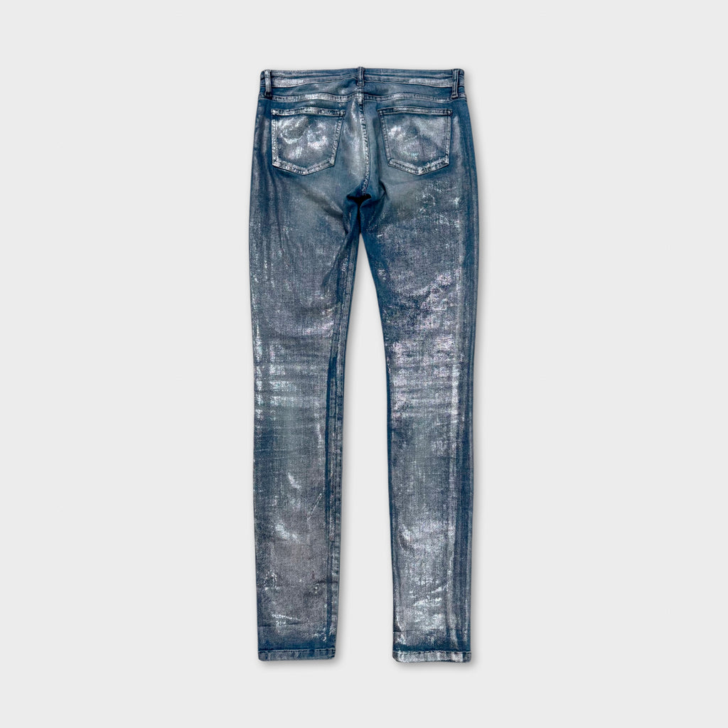 75 Faubourg Metallic Silver Foil Coated Skinny Jeans