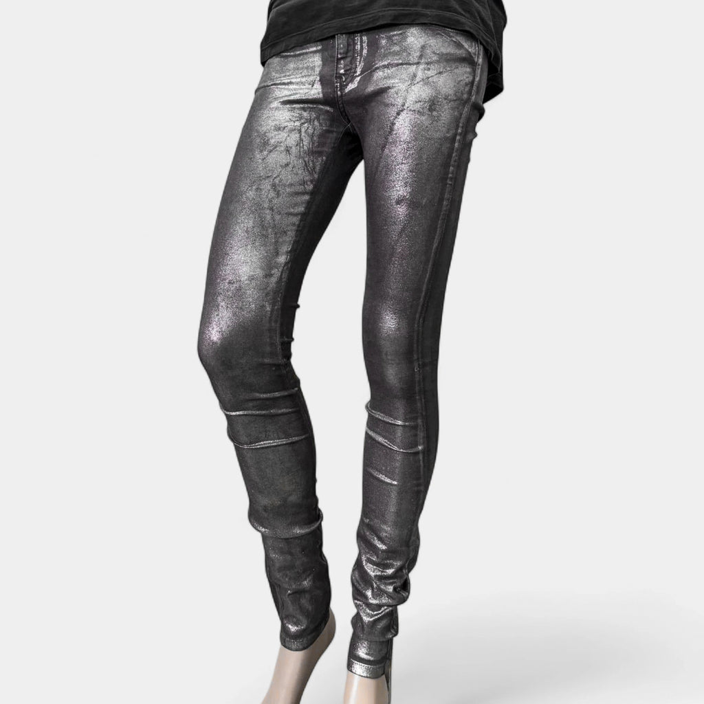 75 Faubourg Metallic Coated Skinny Jeans Silver-Grey