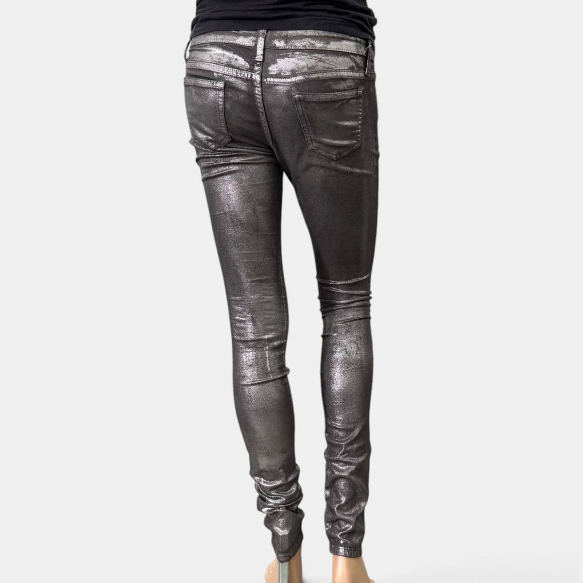 75 Faubourg Metallic Coated Skinny Jeans Silver-Grey