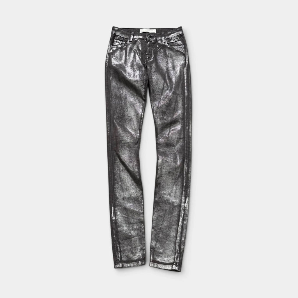75 Faubourg Metallic Coated Skinny Jeans Silver-Grey