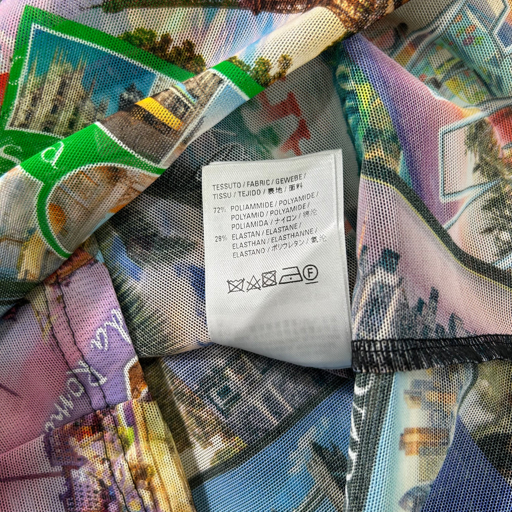 Balenciaga Postcard Print Mesh Long Sleeve