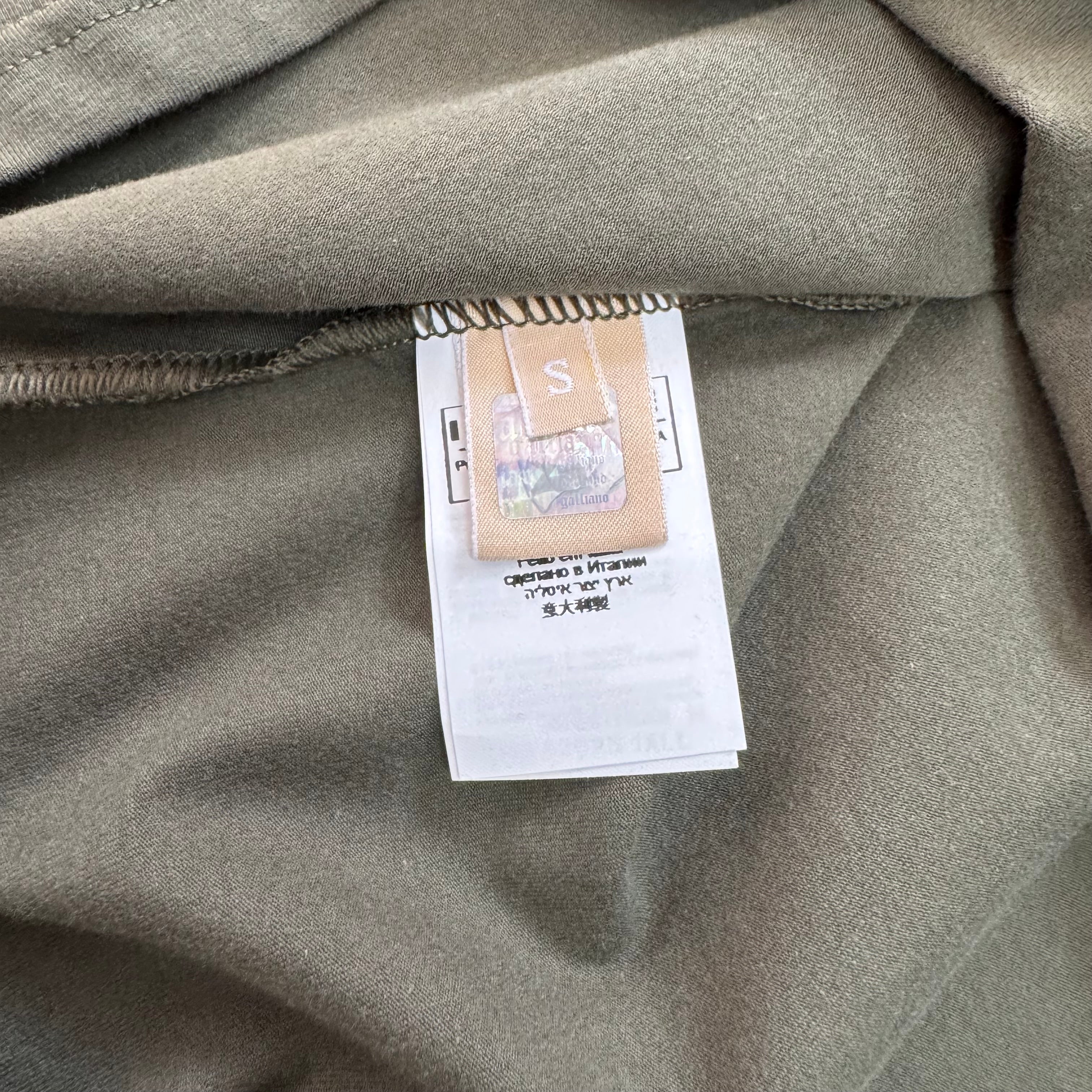Galliano Khaki Newspaper Print T-Shirt