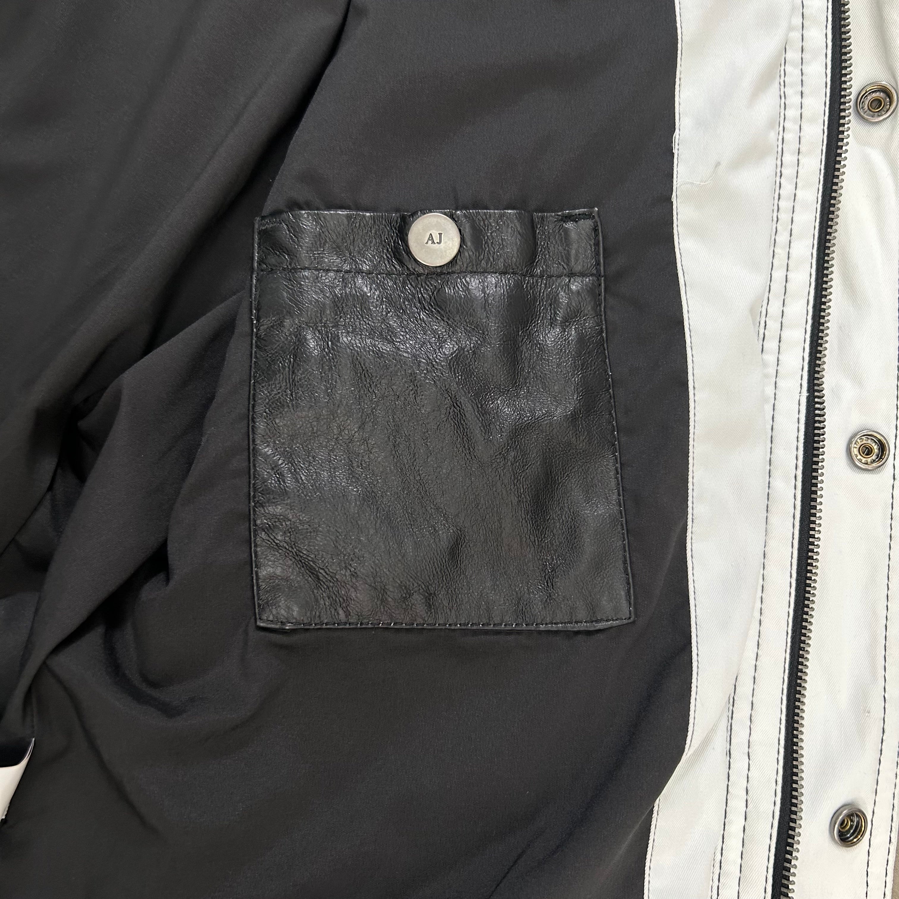 Armani Jeans 2000's Black and White Leather Jacket