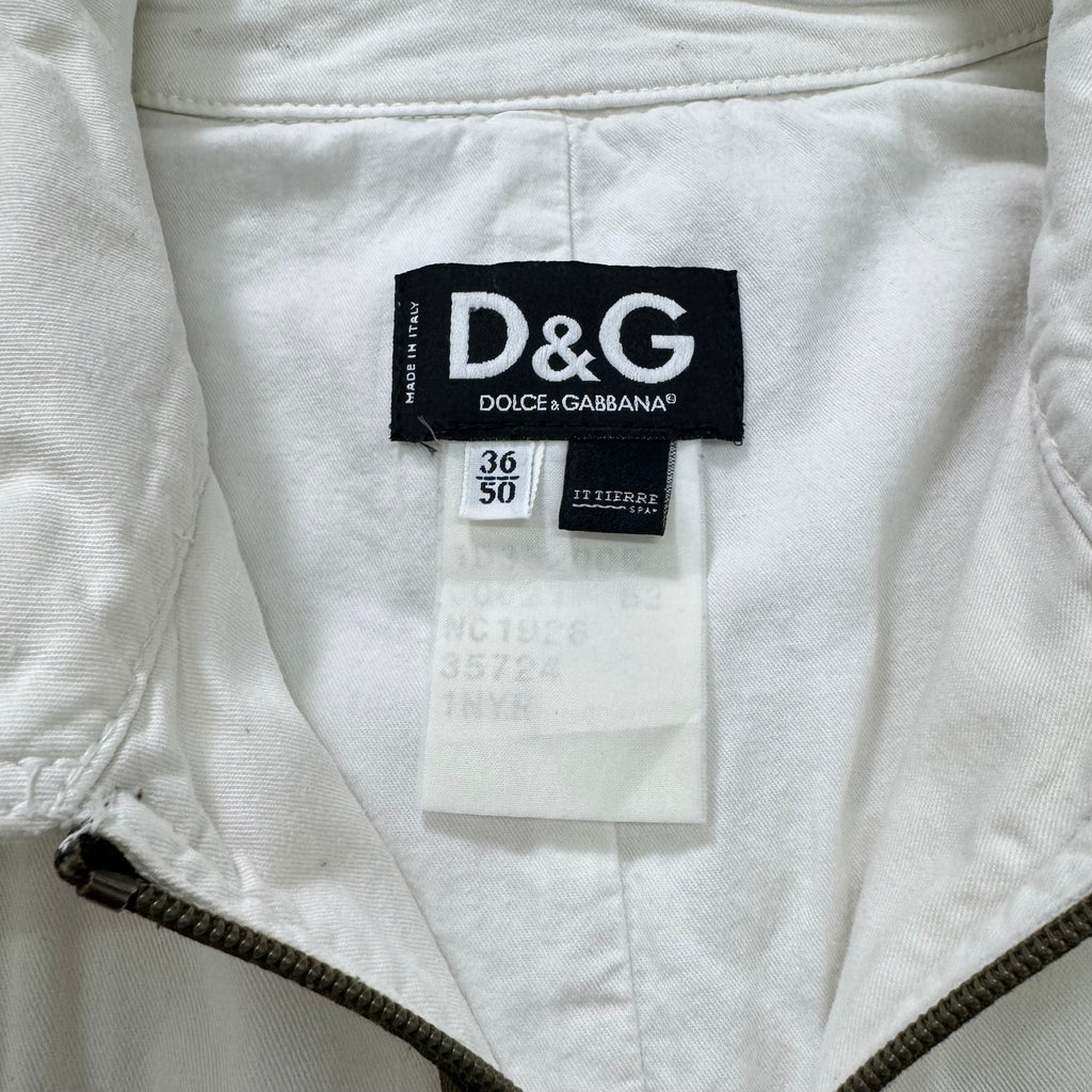 Dolce & Gabbana White Multi-Pocket Aviator Utility Jacket