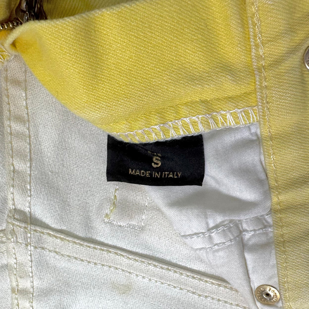 Roberto Cavalli Acid Sunburst Yellow Faded Flare Jeans