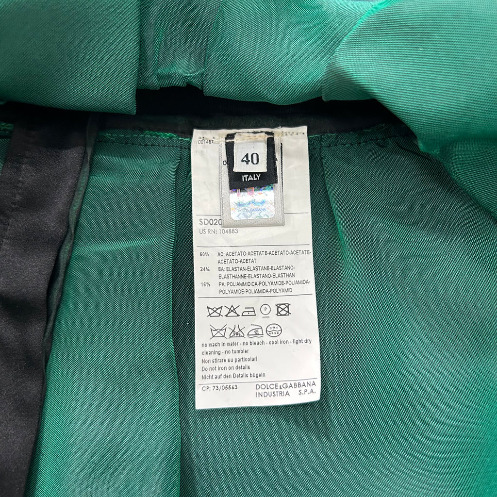 Dolce & Gabbana Green Silk Cocktail Dress