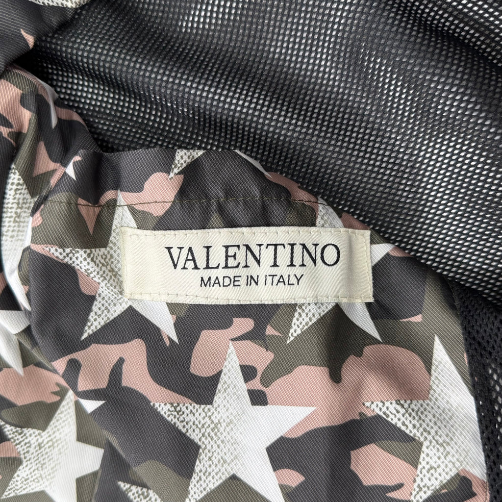 Valentino Camouflage Star Print Hooded Windbreaker Jacket