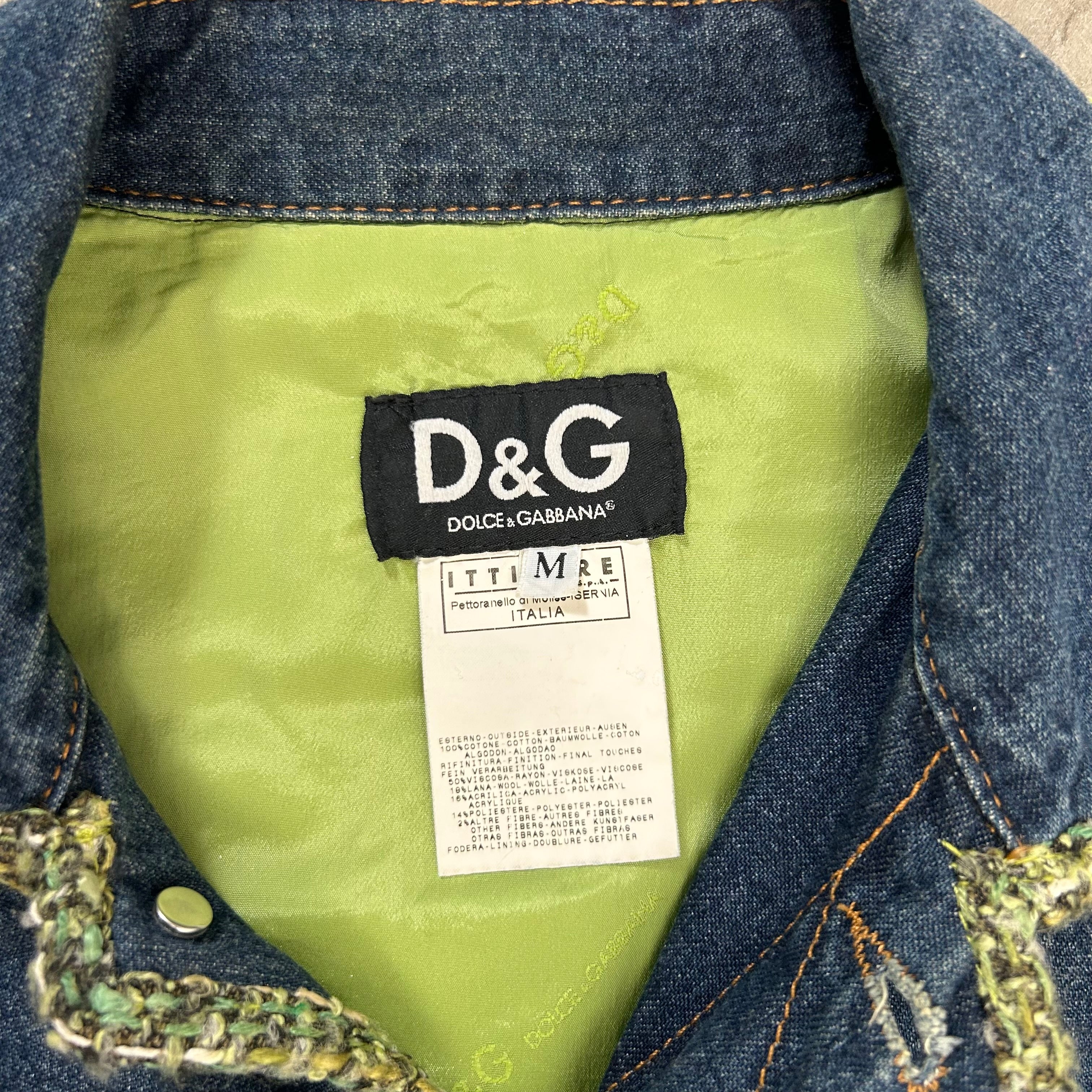 Dolce & Gabbana Green Tweed Denim Jacket