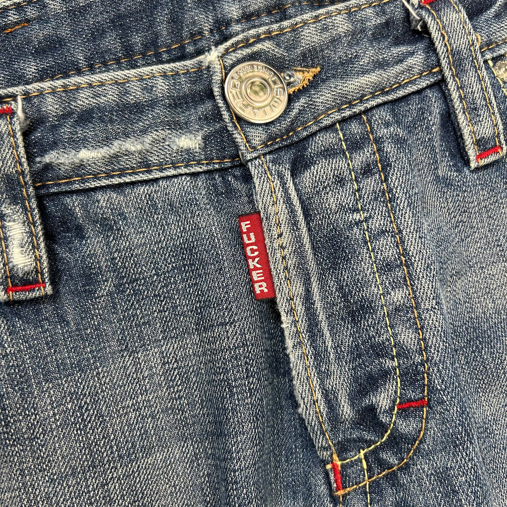 Dsquared Jeans Straight Leg Fucker Detail Blue Pants