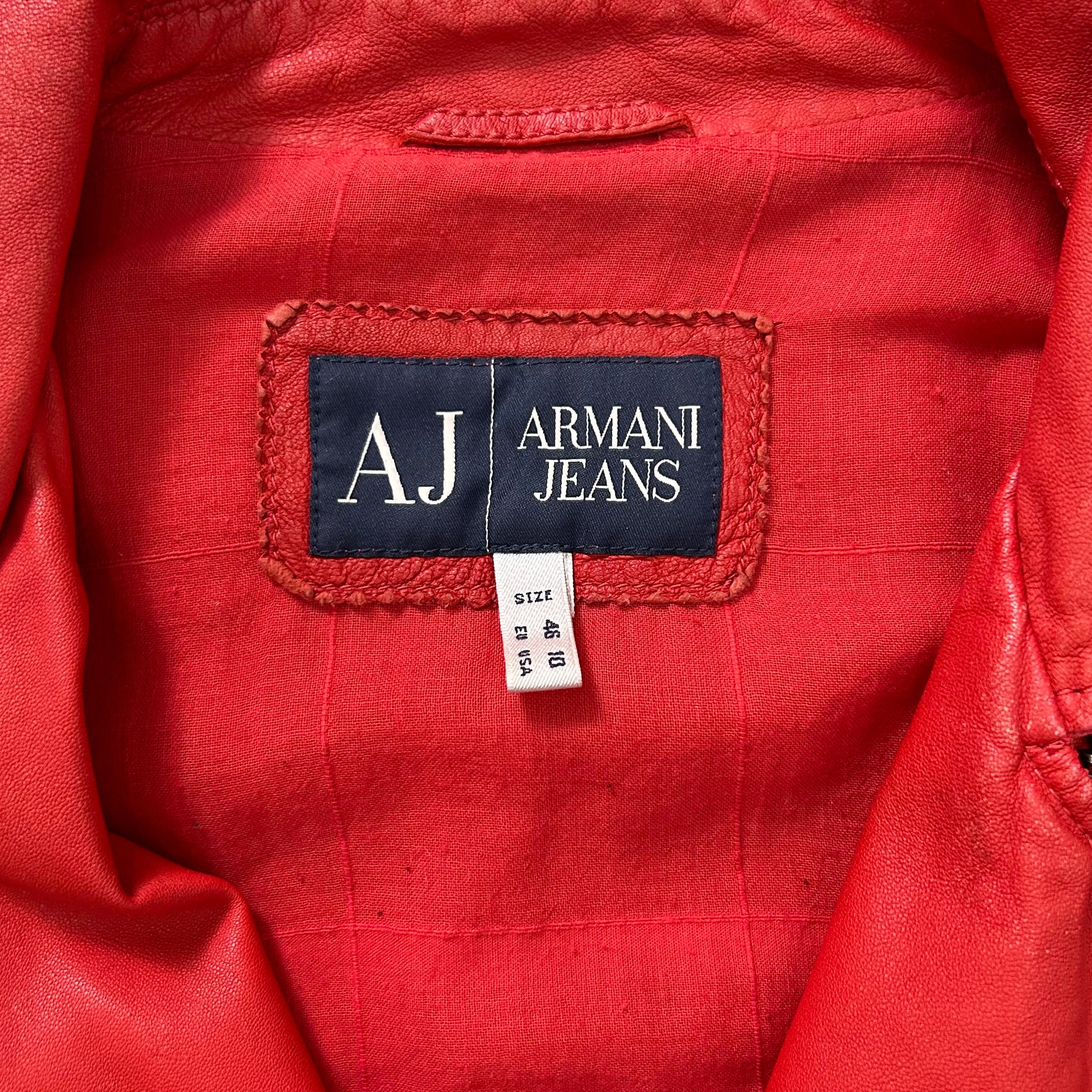 Armani Jeans Rocker Red Leather Jacket