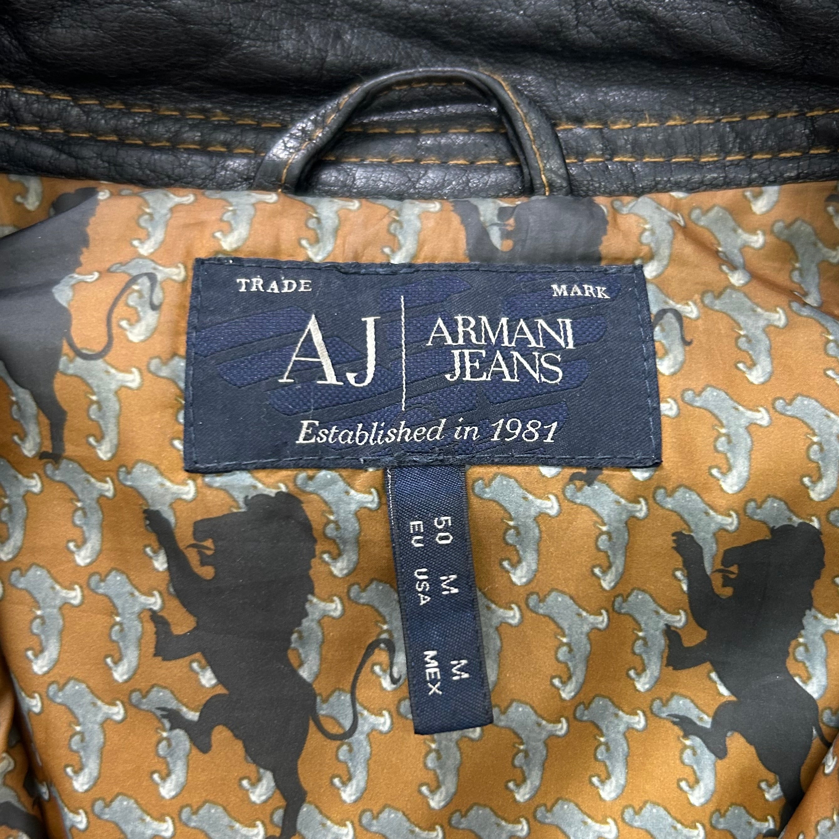 Armani Jeans Brown Leather Nylon Jacket