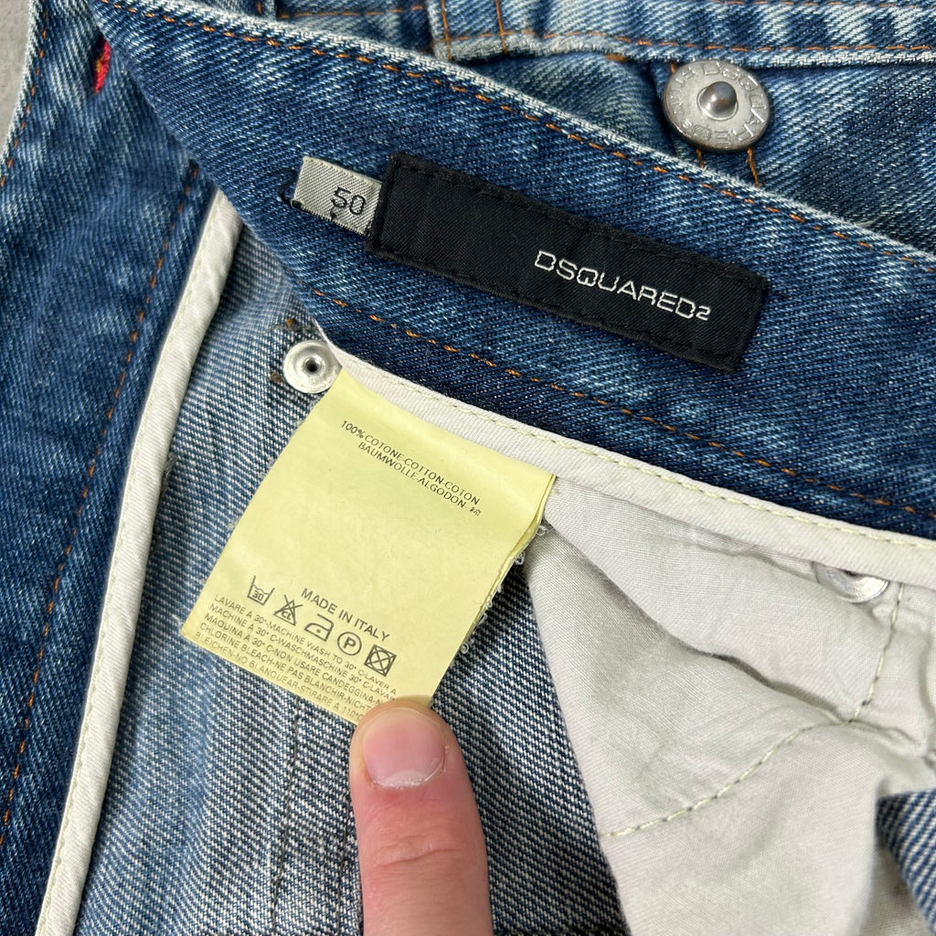 Dsquared 2000s Distressed Black Painted Wide Jeans