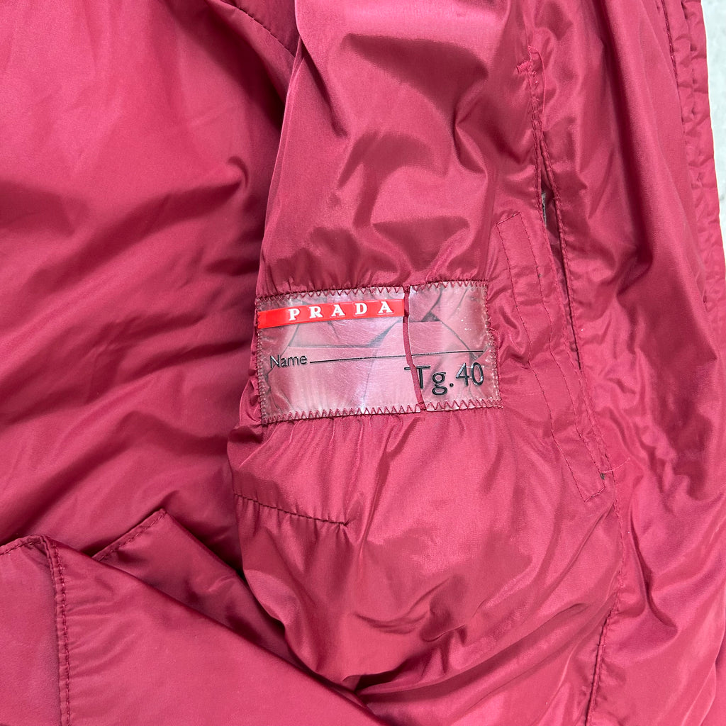 Prada Red Nylon Padded Long Jacket