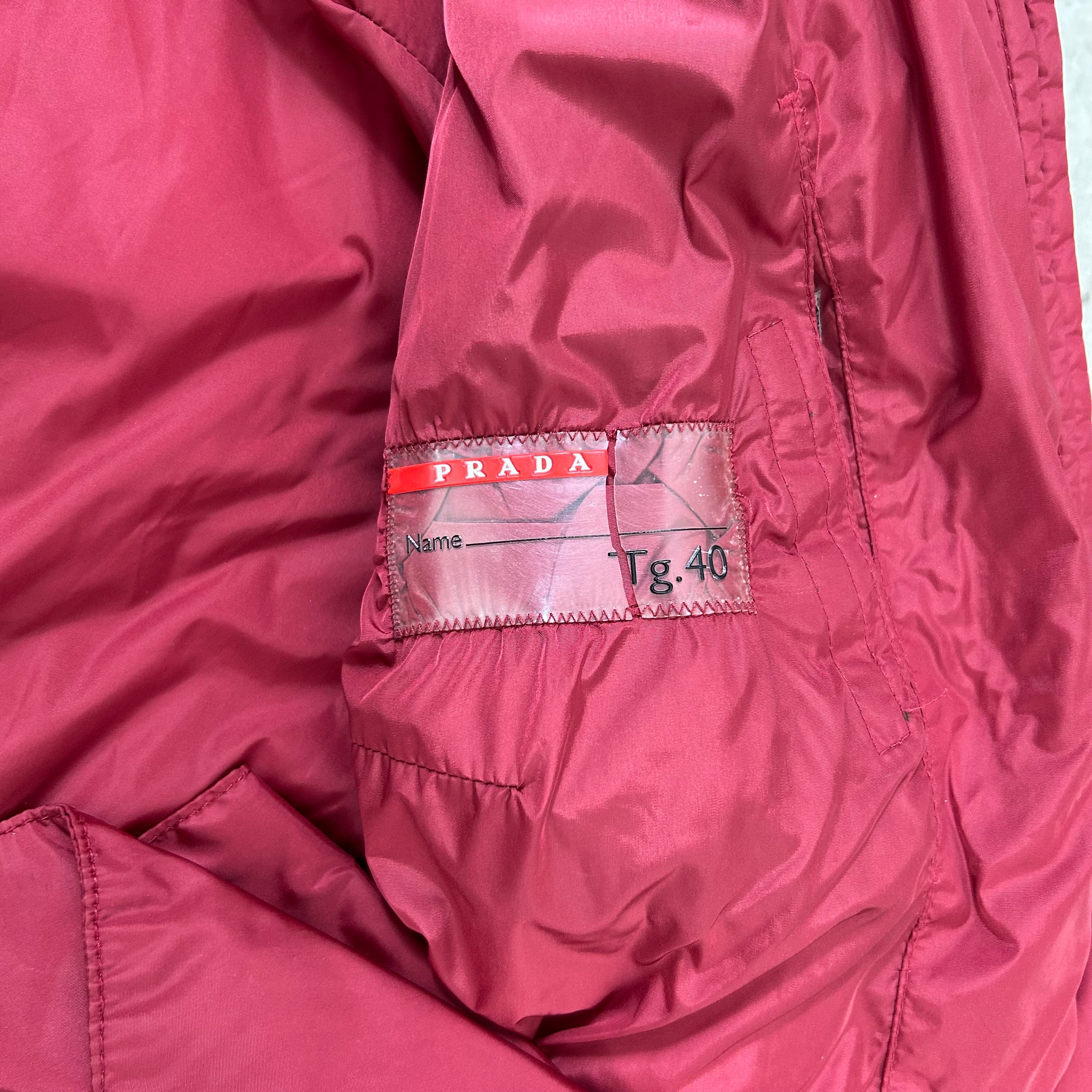 Prada Red Nylon Padded Long Jacket