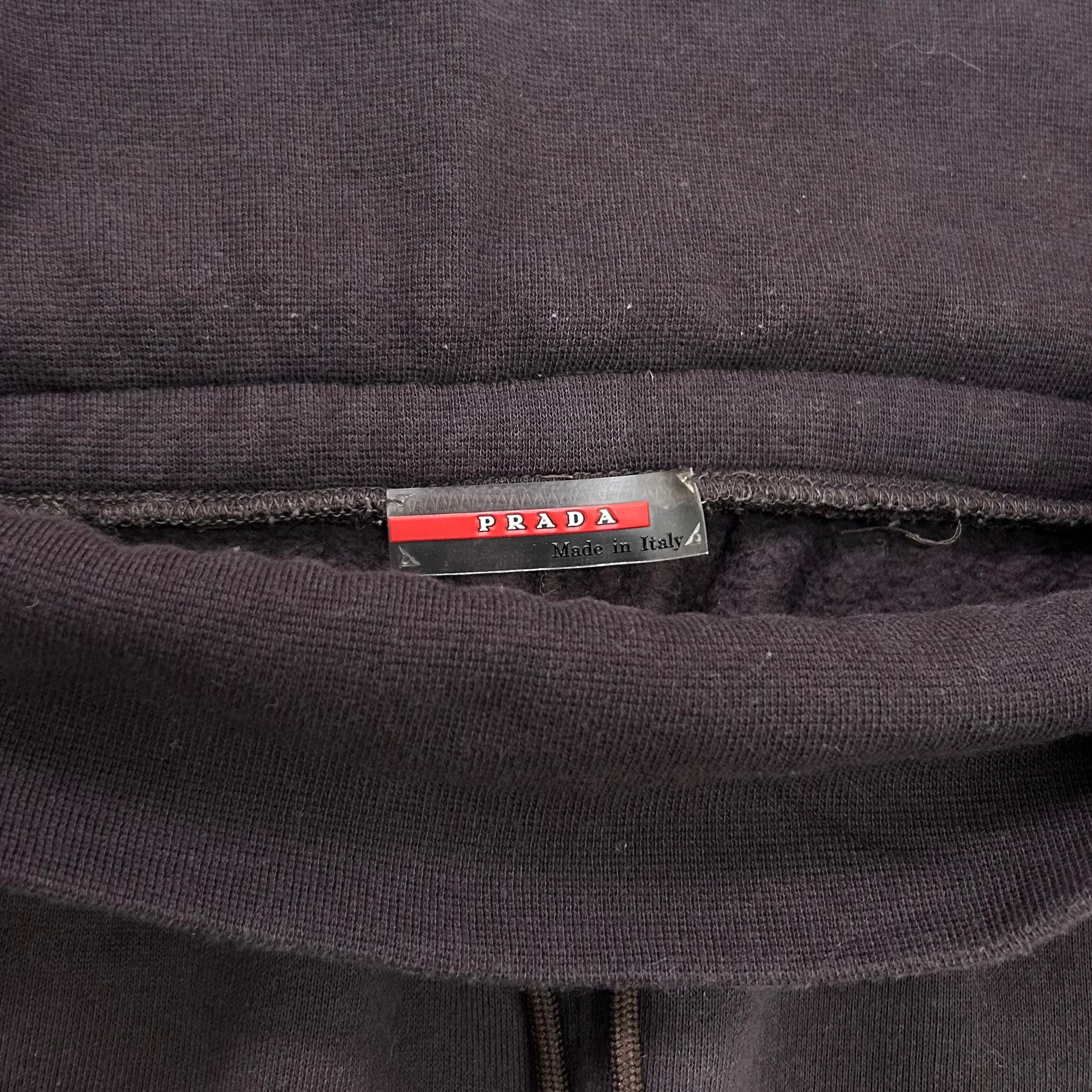 Prada 2000s Wide Leg Brown Double Waist Sweatpants