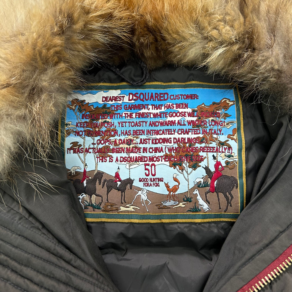 Dsquared2 Dark Brown Fur Collar Puffer Jacket