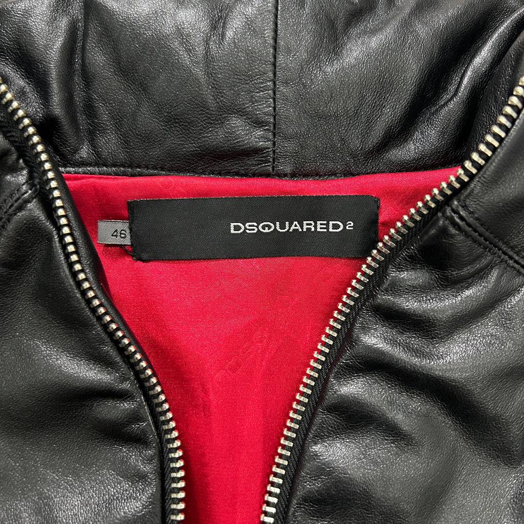 Dsquared2 Black Cropped Leather Jacket Women